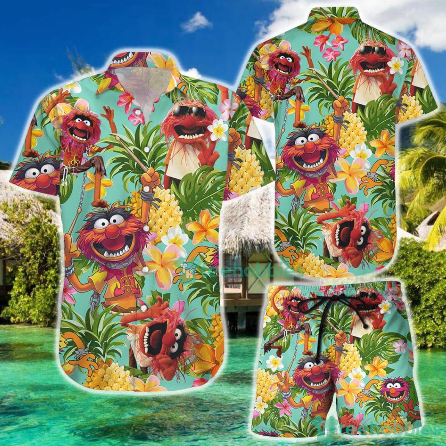 Muppet Funny Muppet Animal With Tropical Pineapple Hawaiian Shirt And Short Product Photo 1 Muppet Funny Muppet Animal With Tropical Pineapple Hawaiian Shirt And Short Product Photo 1