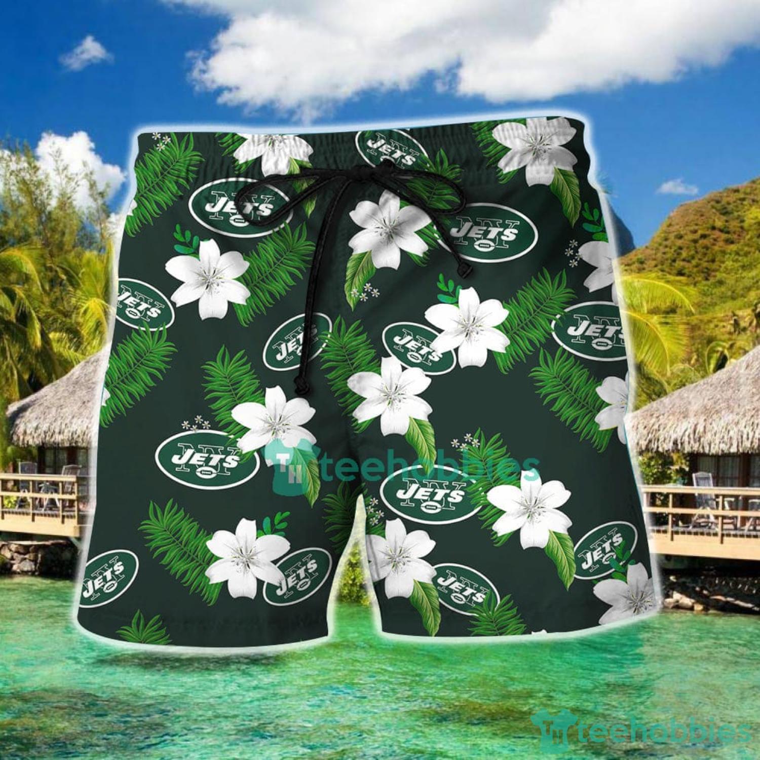 New York Jets Tropical Flower Hawaiian Shirt And Shorts