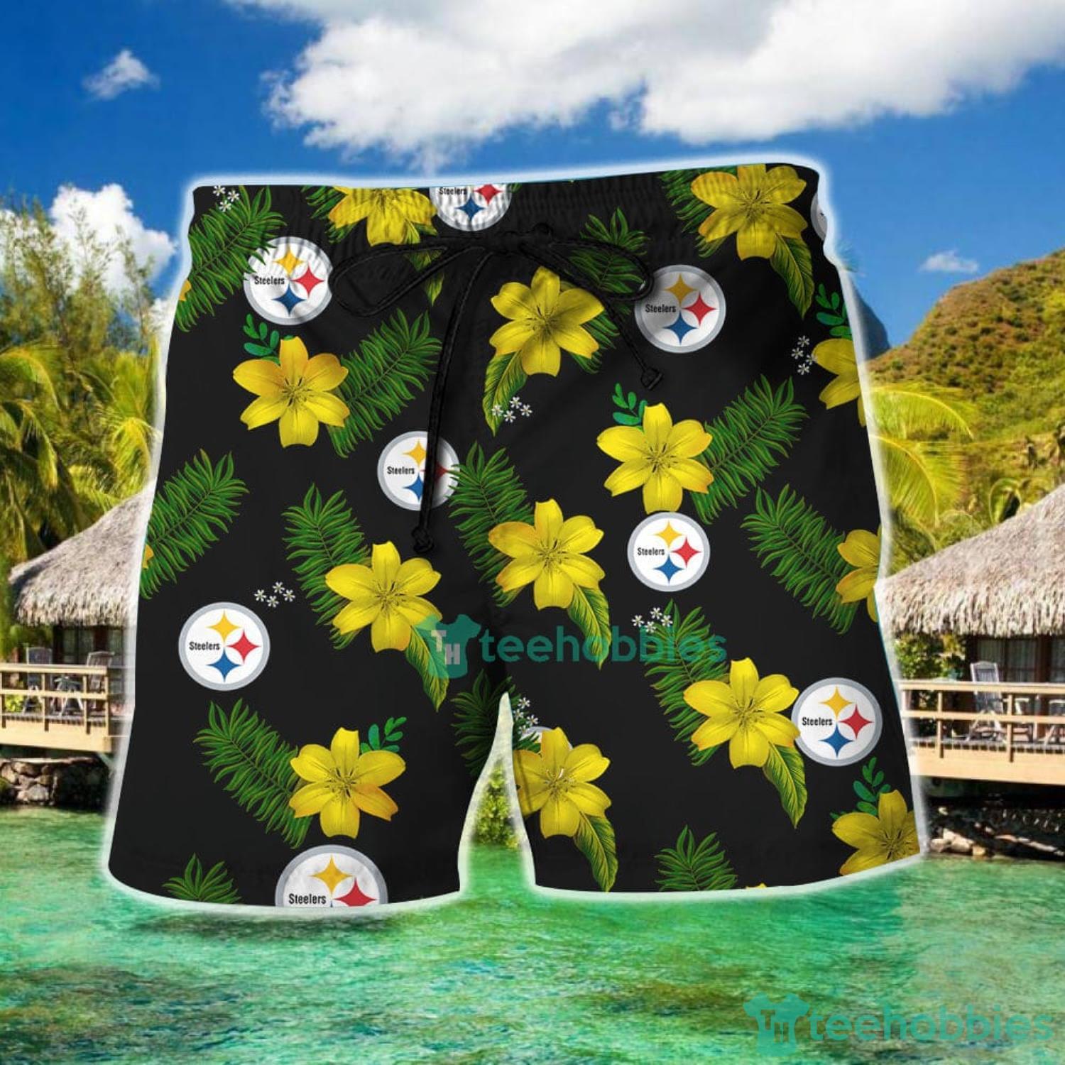 Nfl Pittsburgh Steelers Tropical Flower Hawaiian Shirt And Short Product Photo 3 Nfl Pittsburgh Steelers Tropical Flower Hawaiian Shirt And Short Product Photo 3