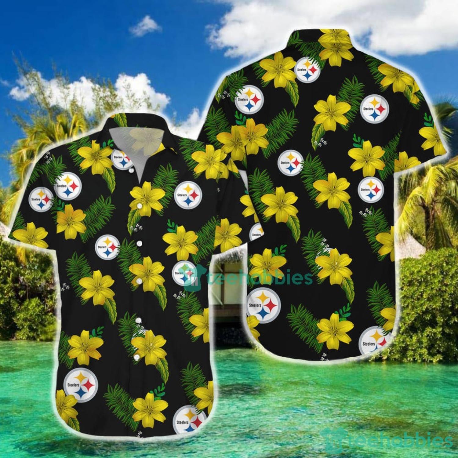 Nfl Pittsburgh Steelers Tropical Flower Hawaiian Shirt And Short Product Photo 5 Nfl Pittsburgh Steelers Tropical Flower Hawaiian Shirt And Short Product Photo 5