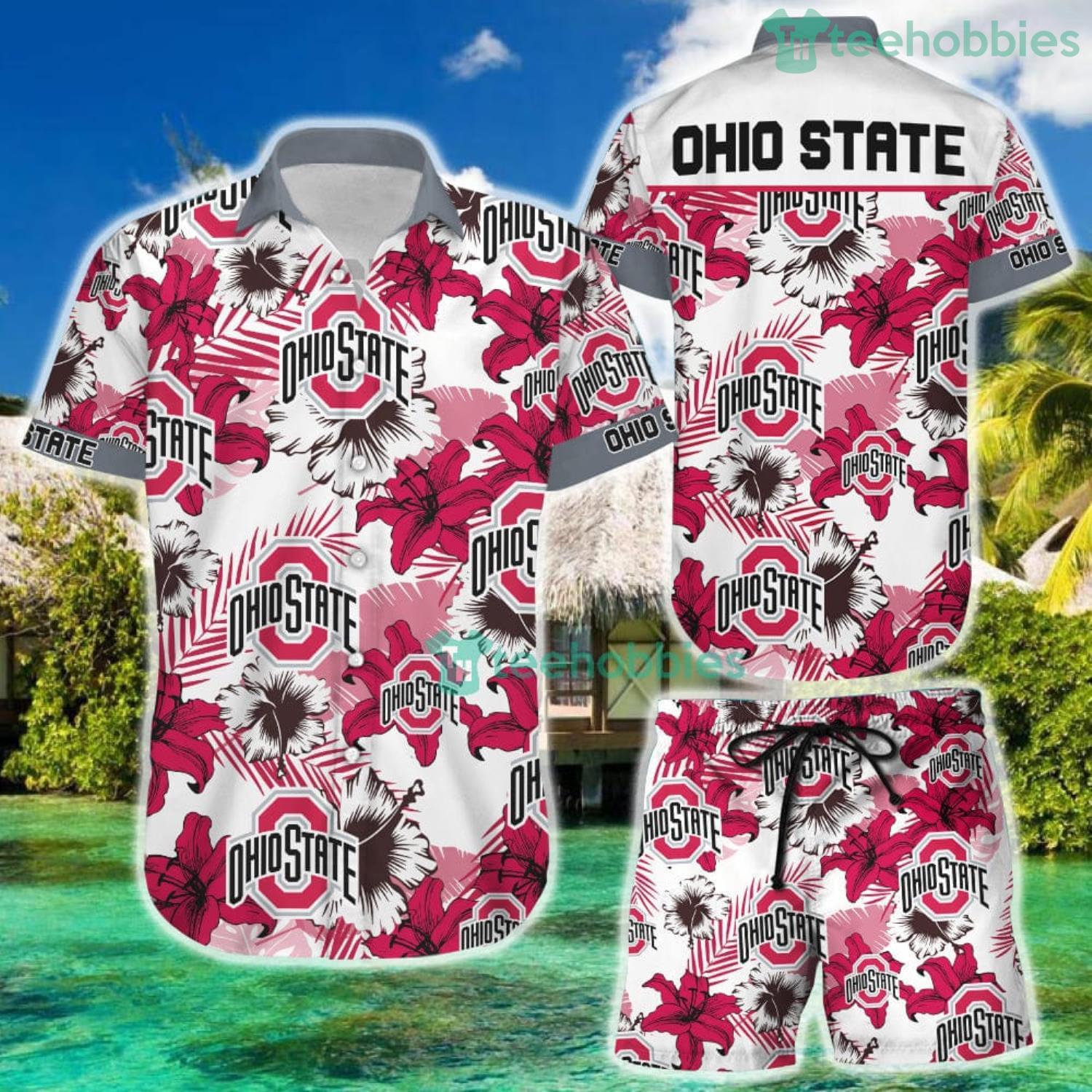 Ohio State Buckeyes Hawaiian Shirt And Short For Fans image Ohio State Buckeyes Hawaiian Shirt And Short For Fans Product Photo 2