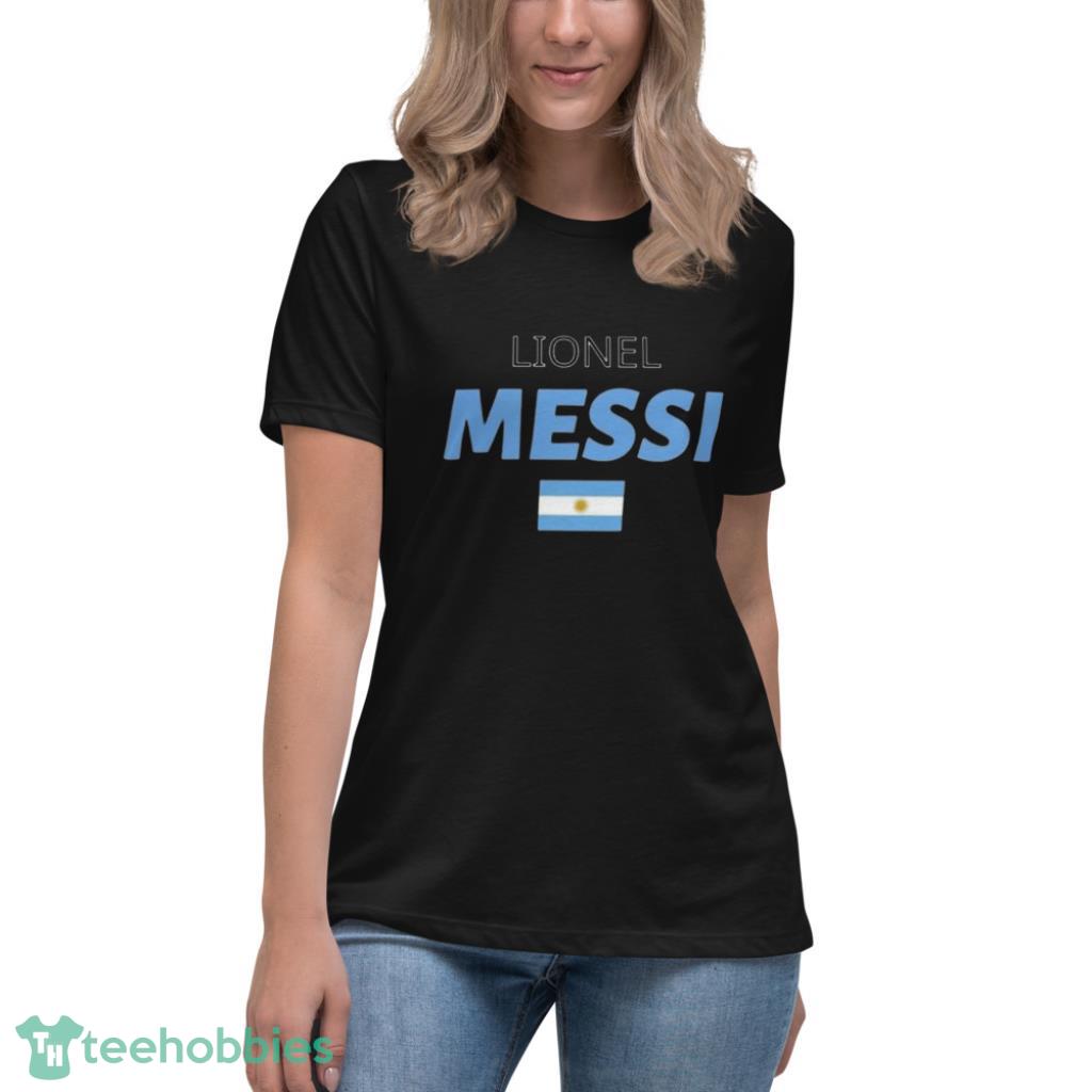 Qatar 2022 World Cup Argentina Lionel Messi T-Shirt - Womens Relaxed Short Sleeve Jersey Tee Qatar 2022 World Cup Argentina Lionel Messi T-Shirt - Womens Relaxed Short Sleeve Jersey Tee