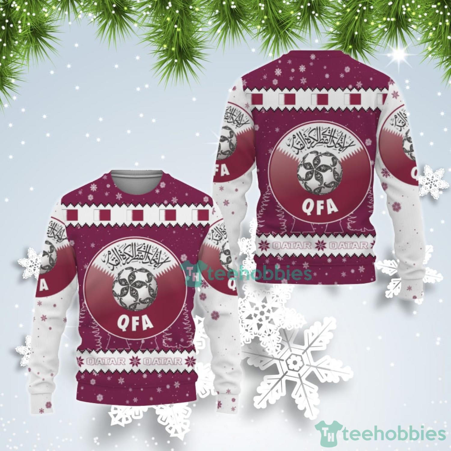 Qatar National Soccer Team Qatar World Cup 2022 Winter Season Ugly Christmas Sweater Product Photo 1