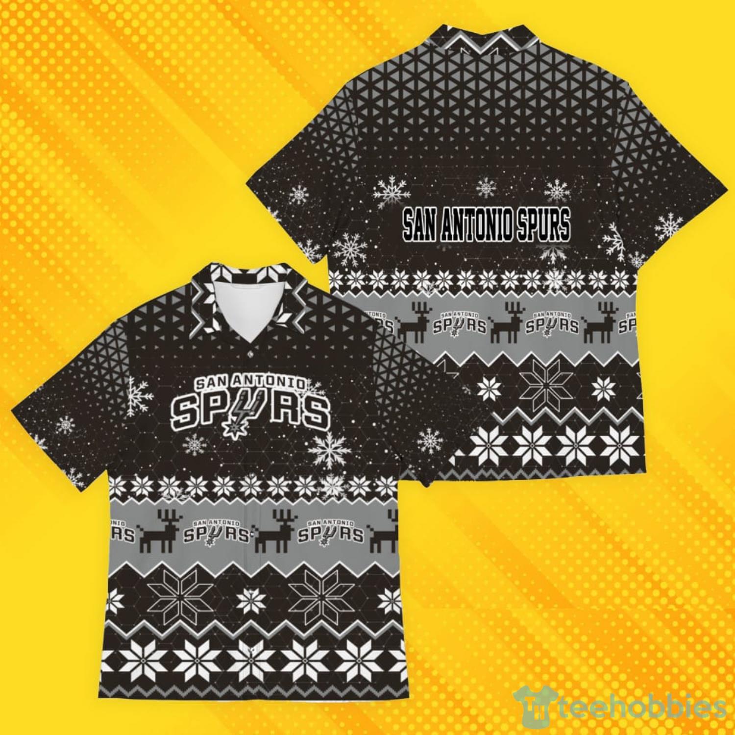 San Antonio Spurs Snowflake Pattern Hawaiian Shirt Product Photo 1
