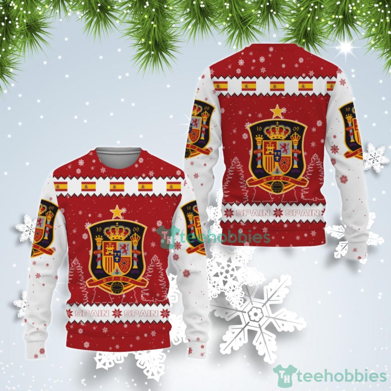 Spain National Soccer Team Qatar World Cup 2022 Winter Season Ugly Christmas Sweater Product Photo 1
