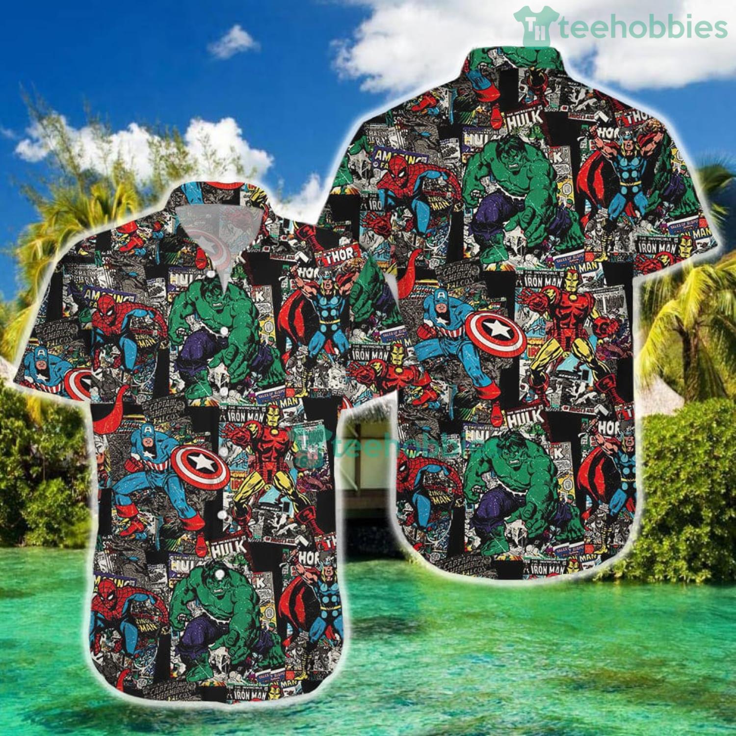 Super Heros Marvel Hawaiian Shirt And Short For Fans