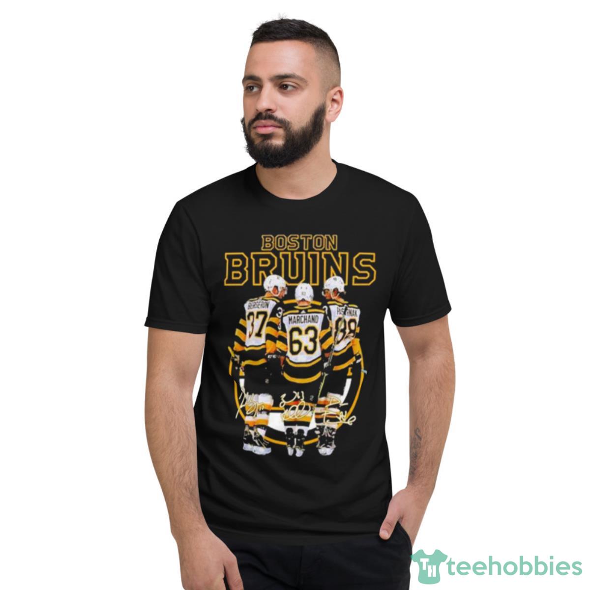 2023 Boston Bruins Hockey Bergeron Marchand And Pastrnak Signatures Shirt - Short Sleeve T-Shirt