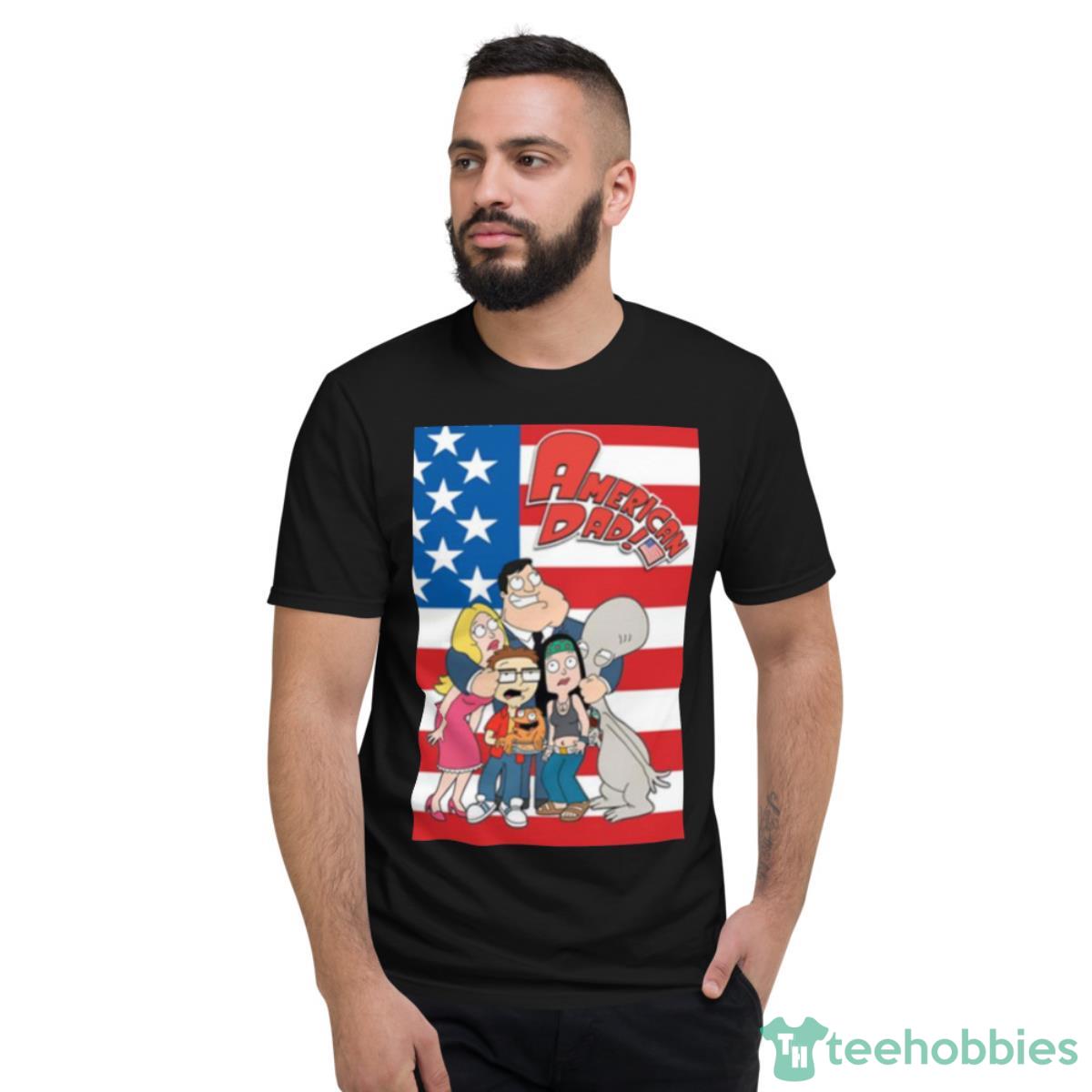 American Flag American Dad Cartoon Shirt - Short Sleeve T-Shirt