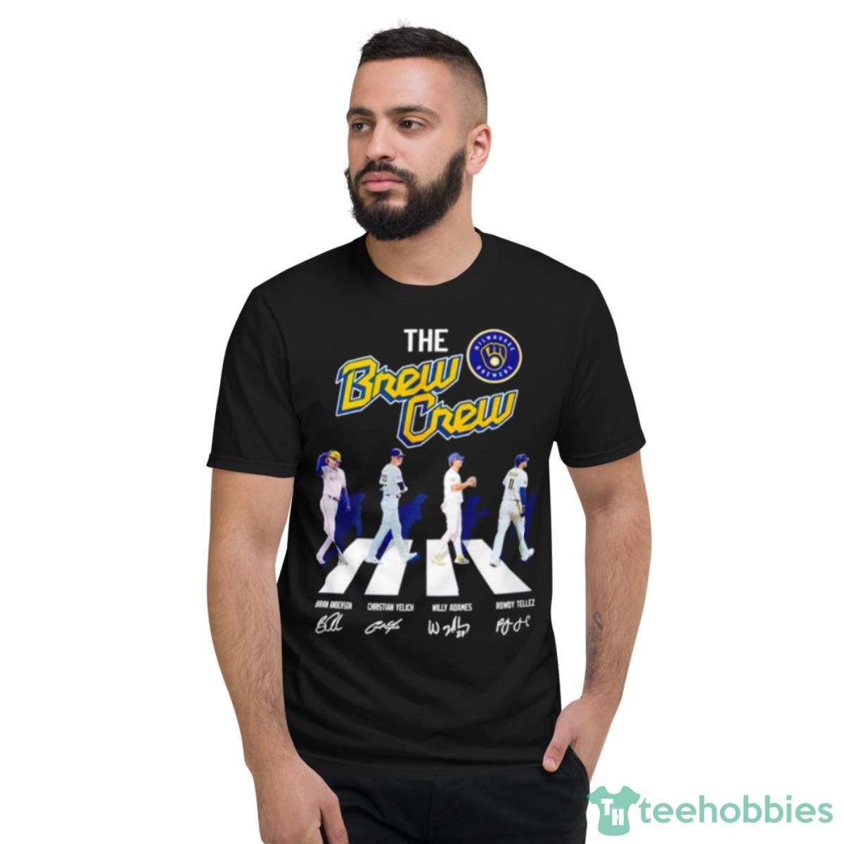 Brian Anderson Christian Yelich Willy Dames And Rowdy Tellez The Brew Grew Abbey Road Signature Shirt - Short Sleeve T-Shirt