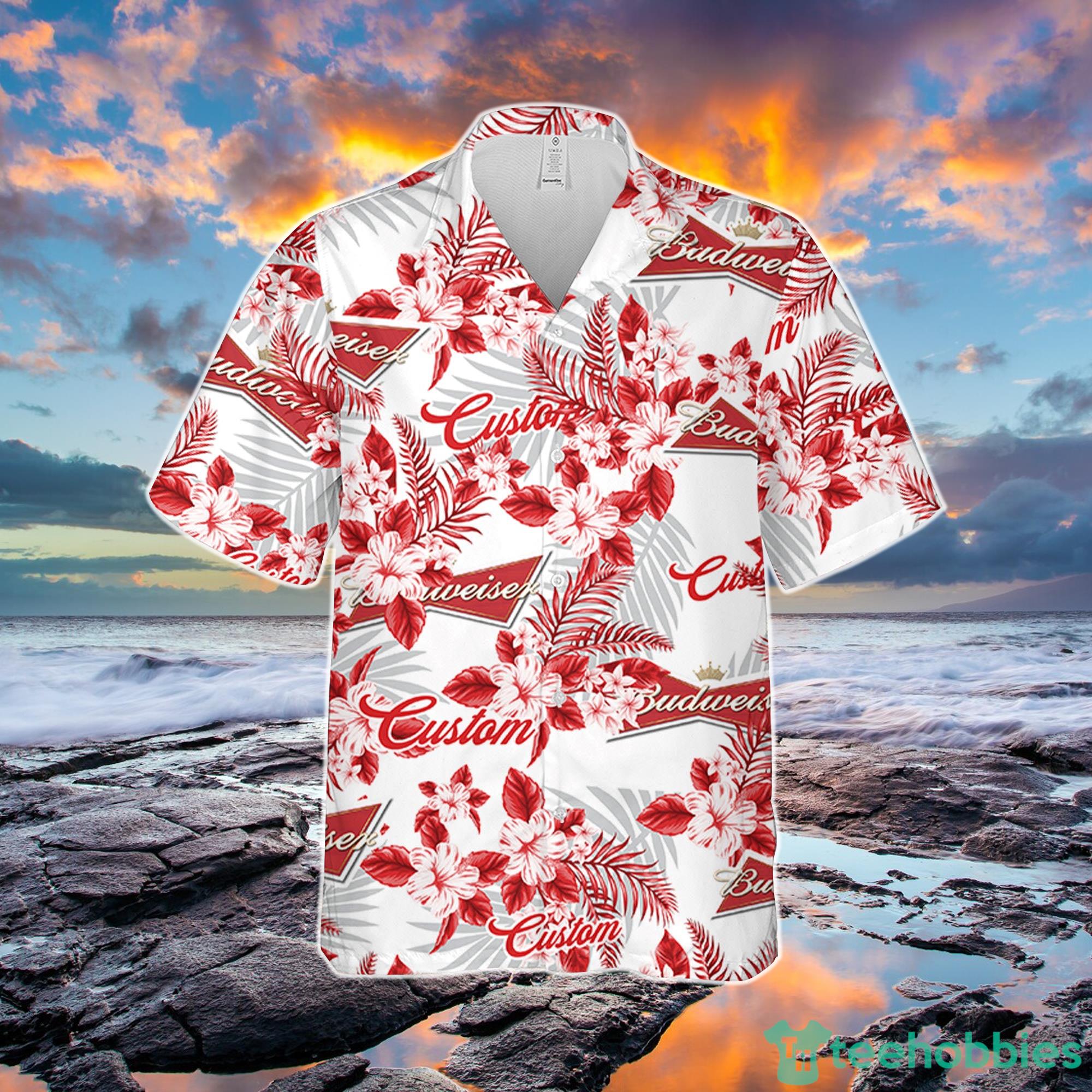 Budweiser Hawaiian Shirt Flowers Pattern Personalized Gift Men And Women Product Photo 2