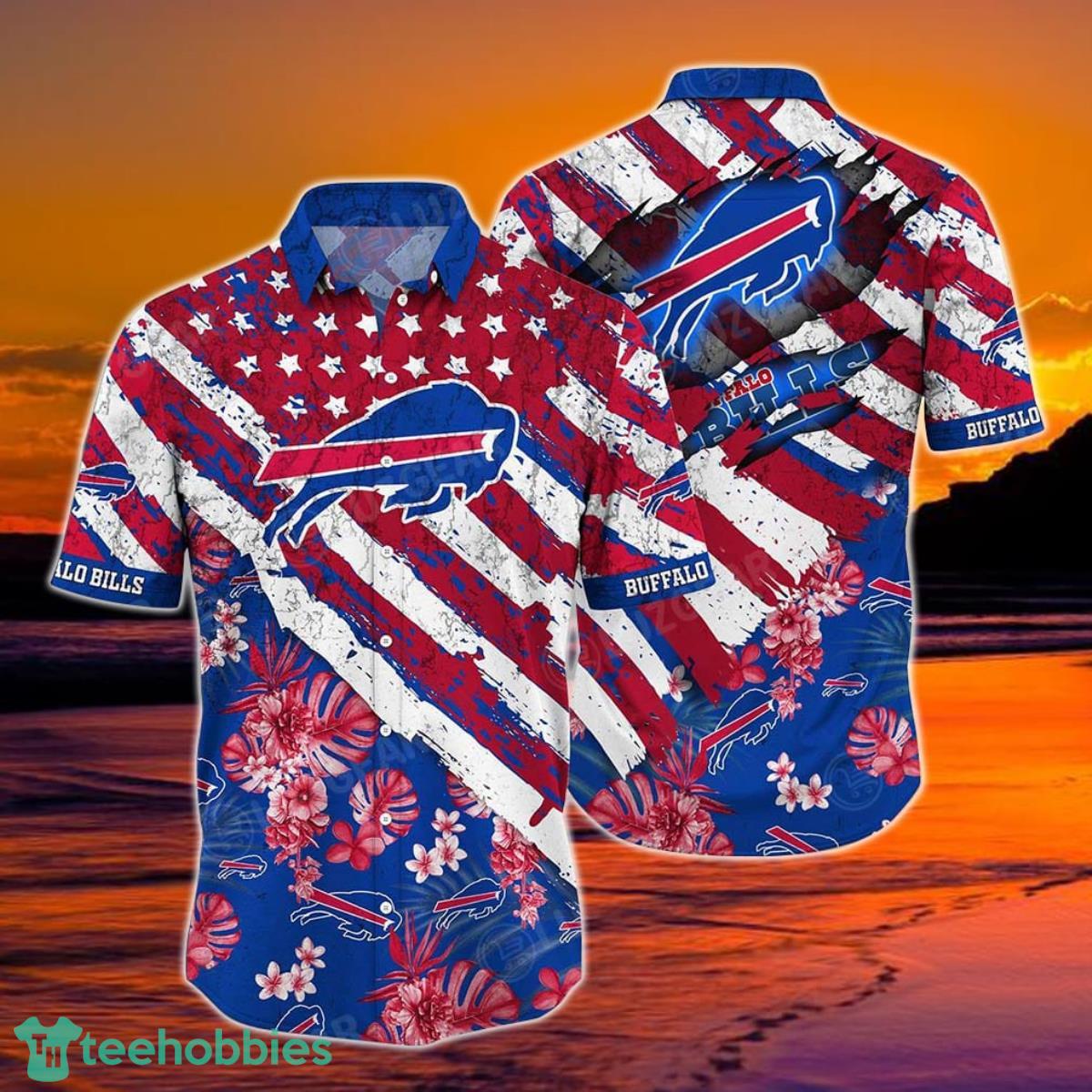 Buffalo Bills NFL Hawaiian Floral Print American Flag Beach Shirt Short Style Hot Trending Summer Product Photo 1