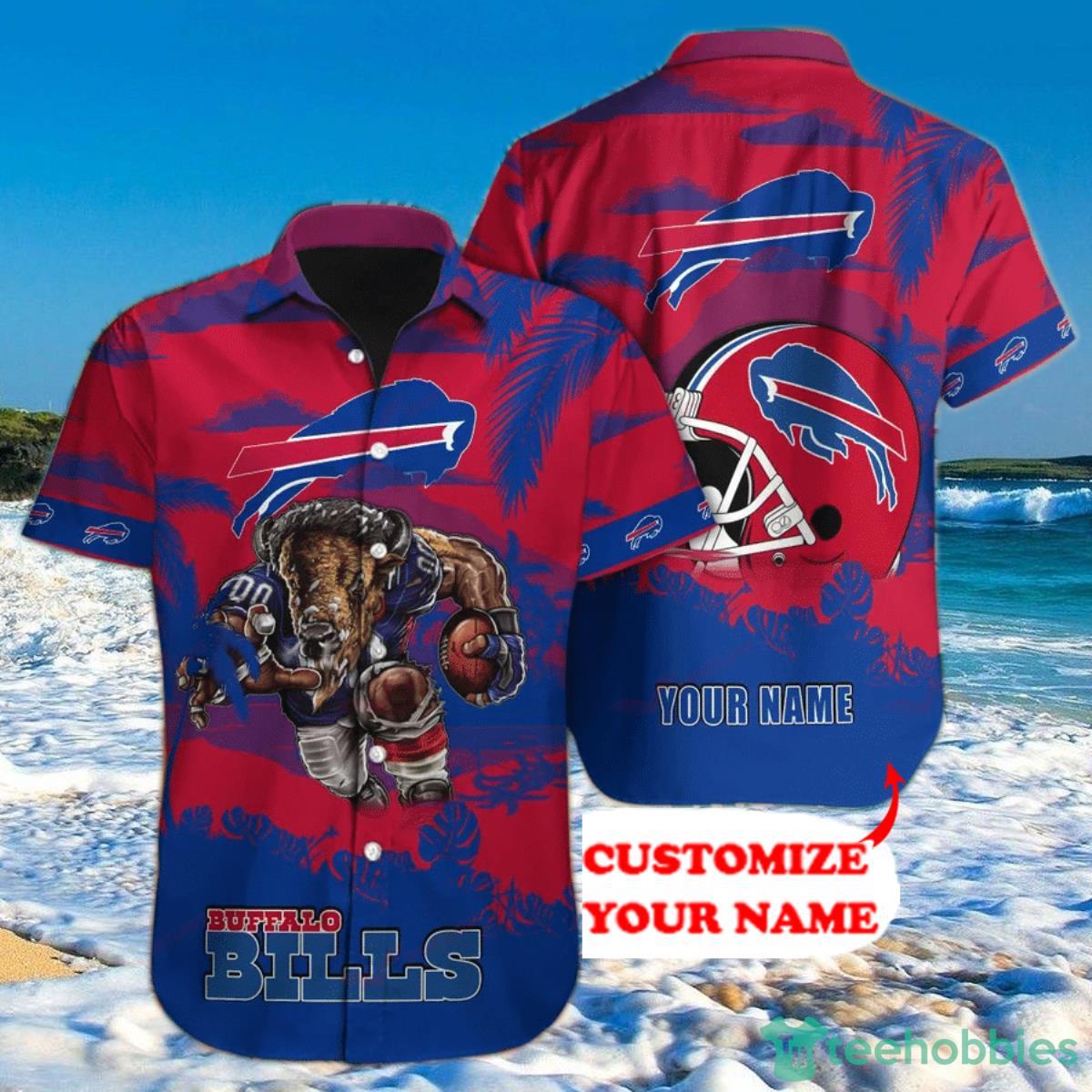 Buffalo Bills NFL Hawaiian Shirt Mascot Custom Name Product Photo 1