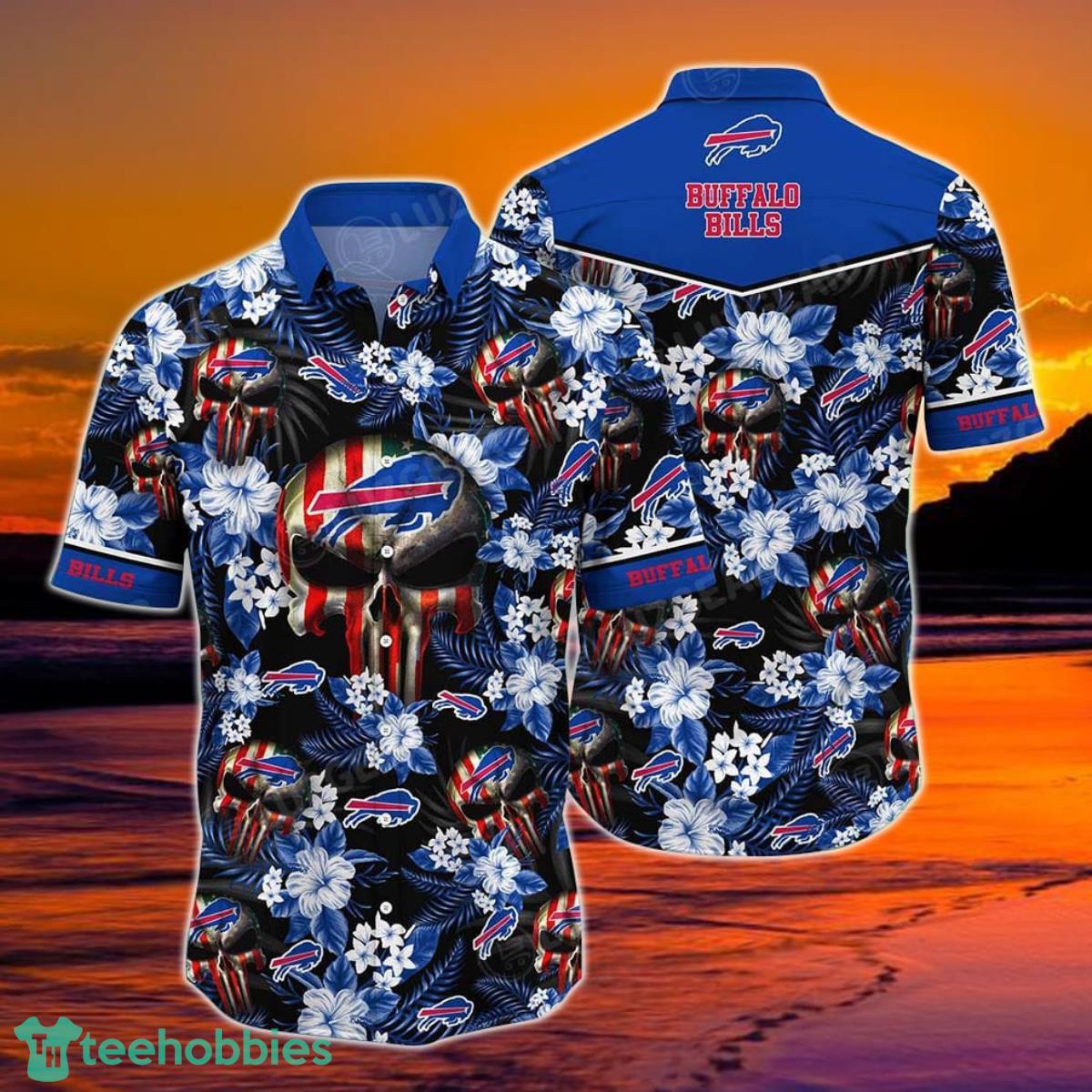 Buffalo Bills NFL Hawaiian Shirt Skull Punisher Printed 3D New Trend Summer For Your Loved Ones Product Photo 1