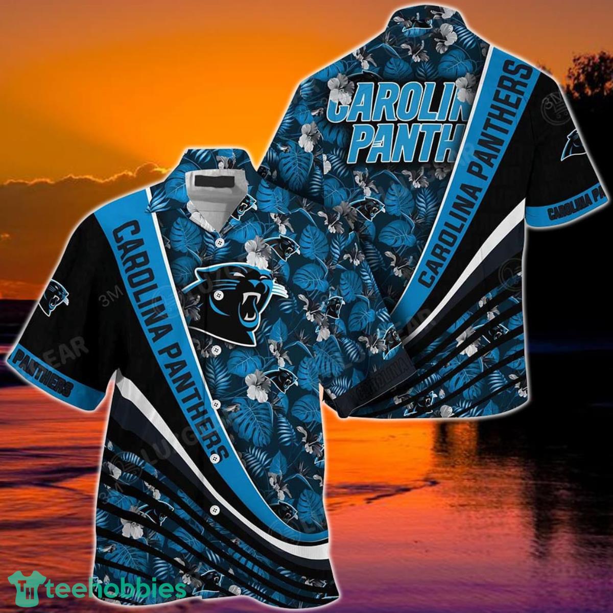Carolina Panthers NFL Football With Tropical Flower Pattern Hawaiian Shirt For Fans Product Photo 1