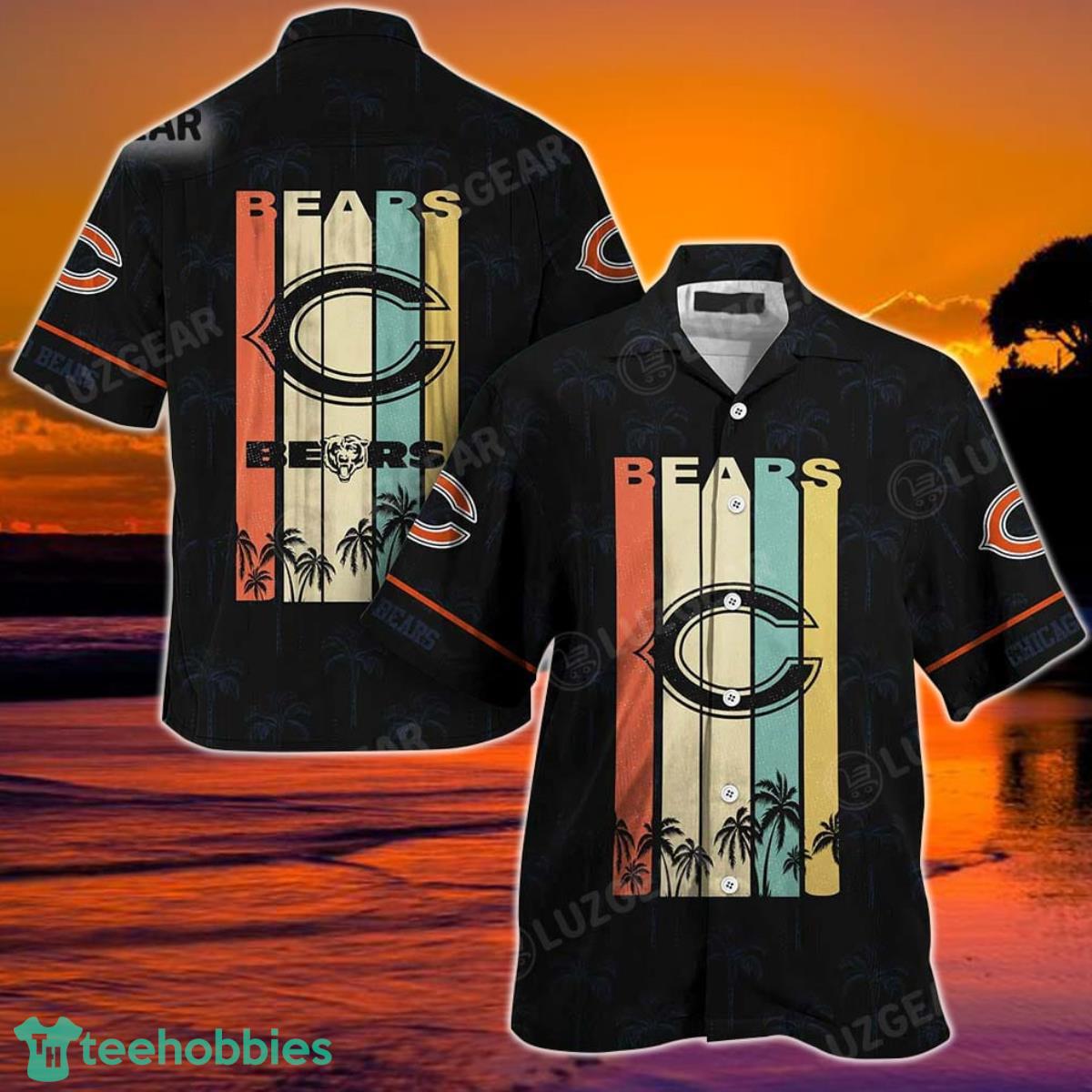 Chicago Bears NFL Hawaii Beach Shirt Retro Vintage Summer Short Sleeve Button Hawaiian Shirt Product Photo 1