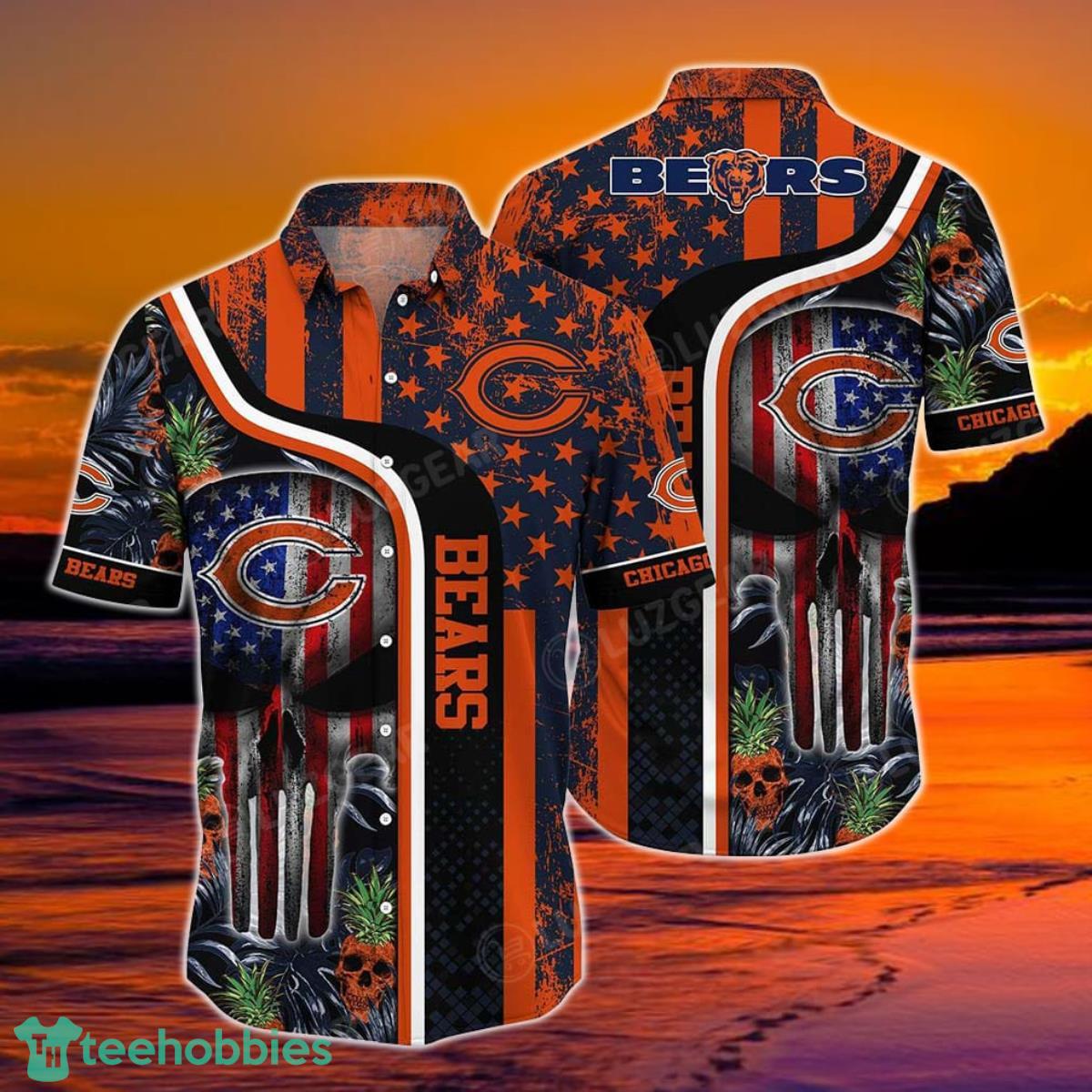 Chicago Bears NFL Hawaiian Shirt Graphic Tropical Pattern Skull Punisher 3D Printed Best Gift For Fans Product Photo 1