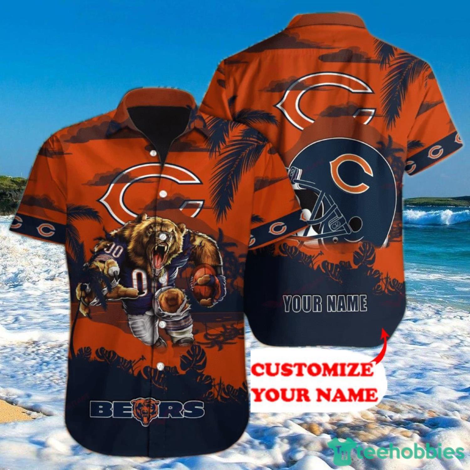 Chicago Bears NFL Hawaiian Shirt Mascot Custom Name Product Photo 1