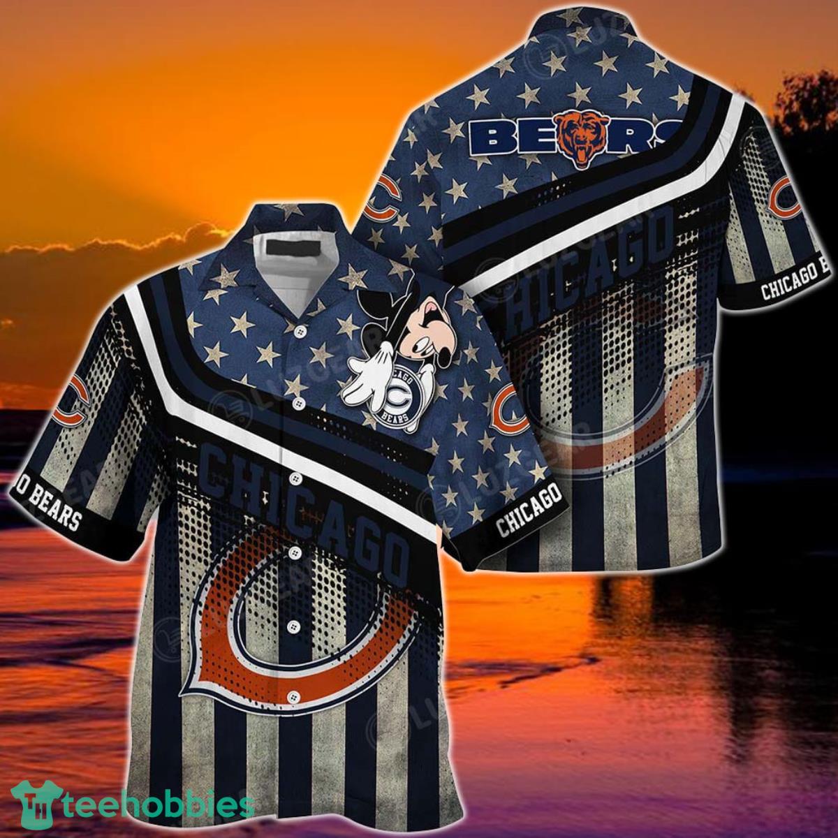 Chicago Bears NFL Hawaiian Shirt Mickey Graphic American Flag Printed 3D Shirt Best Gift For Fans Product Photo 1
