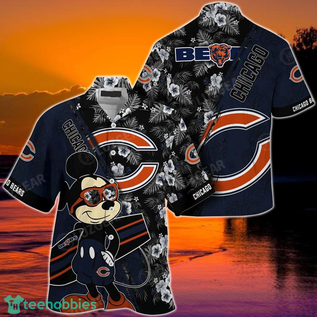 Chicago Bears NFL Hawaiian Shirt Mickey Print Floral Pattern This Summer For Sports Fans Product Photo 1