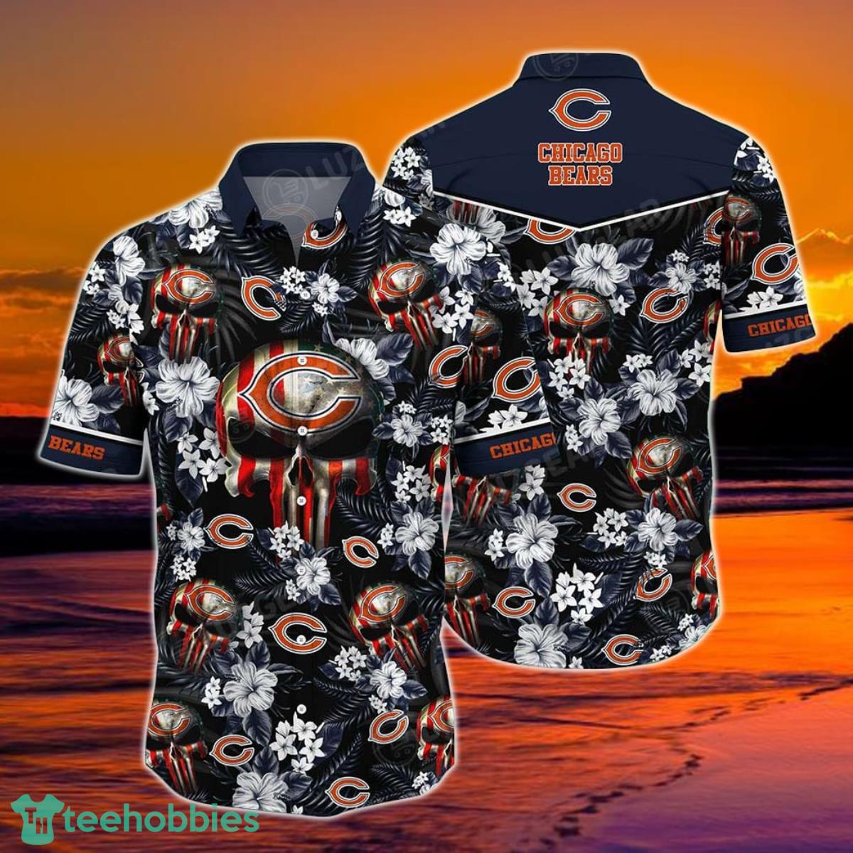 Chicago Bears NFL Hawaiian Shirt Skull Punisher Printed 3D New Trend Summer For Your Loved Ones Product Photo 1