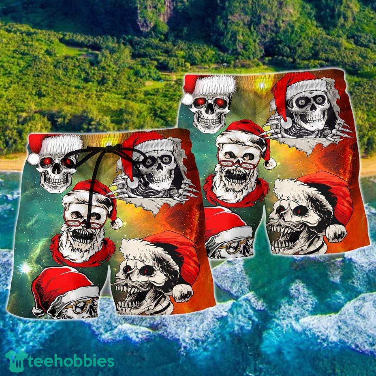 Christmas Bad Santa Skull Love Xmas Galaxy Hawaii Shorts For Men Product Photo 2