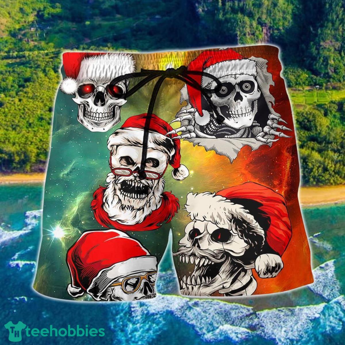 Christmas Bad Santa Skull Love Xmas Galaxy Hawaii Shorts For Men Product Photo 1