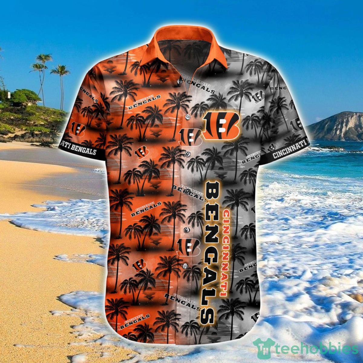 Cincinnati Bengals Hawaiian Shirt Palm Tree Pattern Product Photo 1