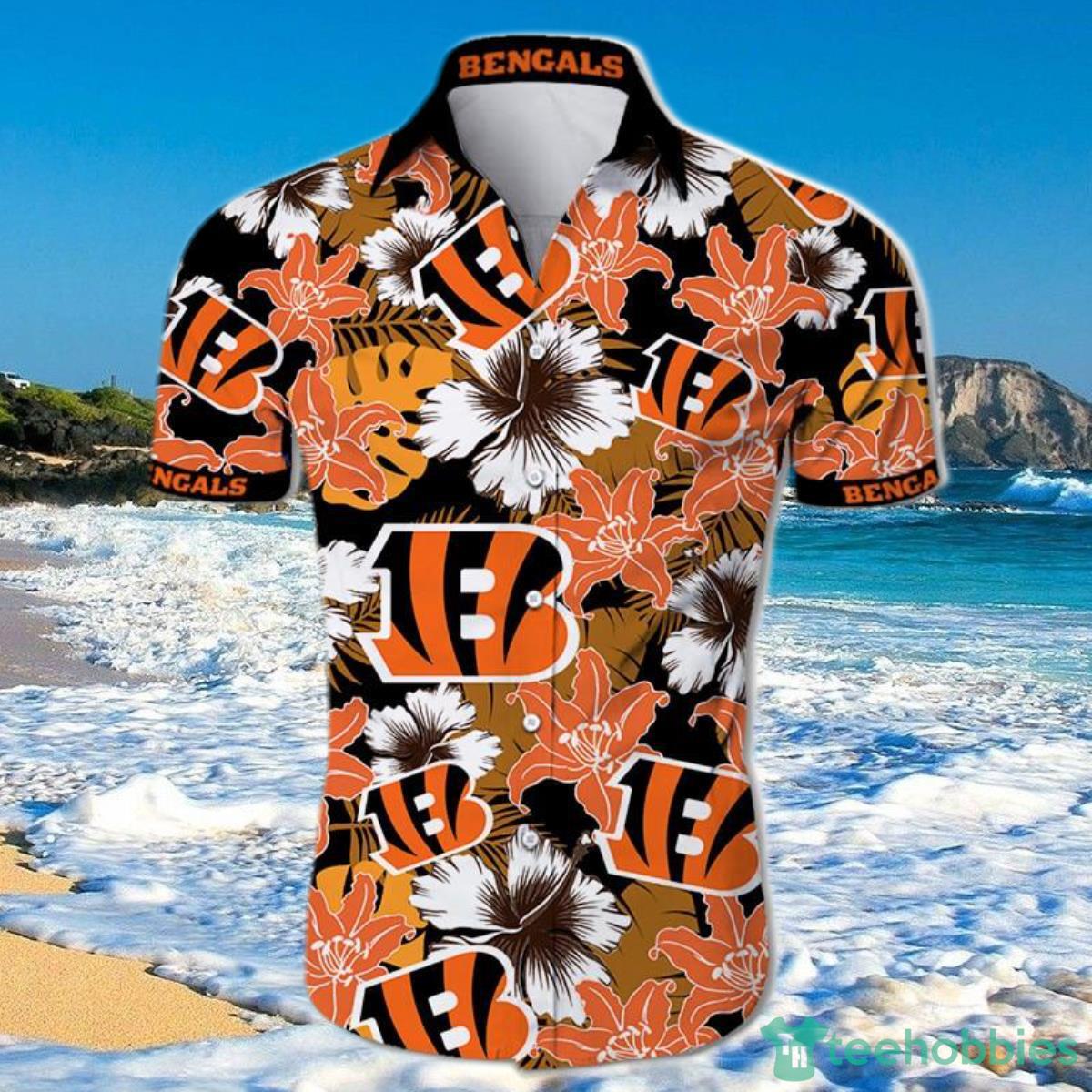 Cincinnati Bengals Hawaiian Shirt Tropical Flower Short Sleeve Product Photo 1