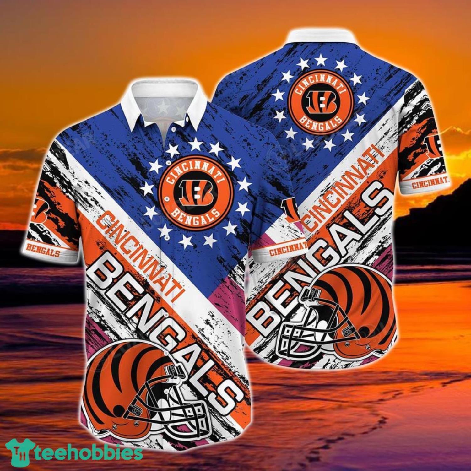 Cincinnati Bengals NFL Hawaiian Shirt Graphic American Flag 3D Printed Short Shirt Best Gift For Fans Product Photo 1