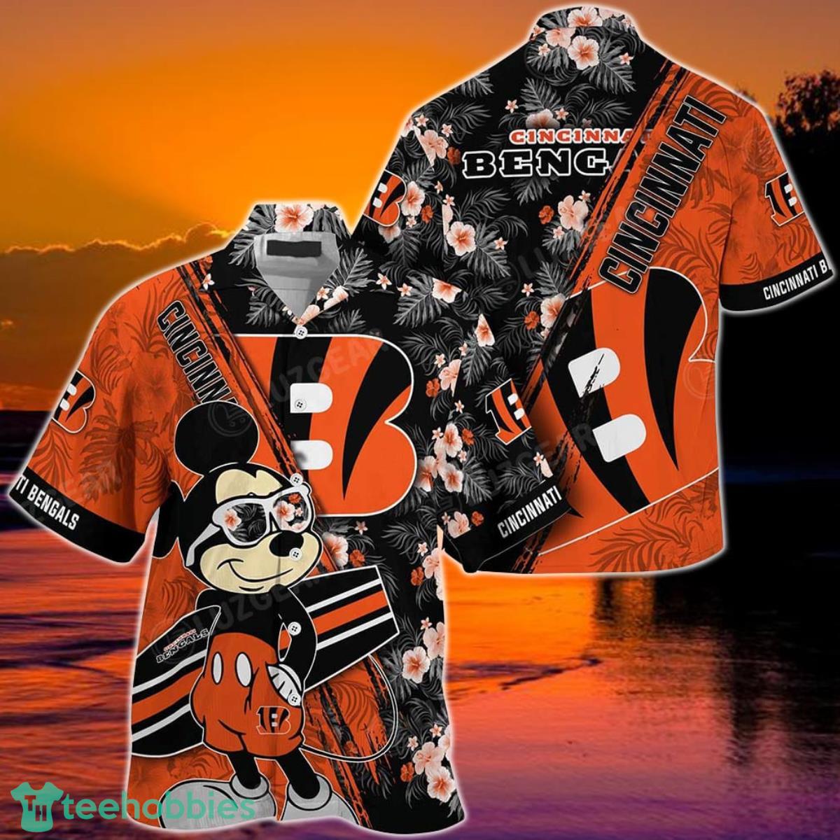 Cincinnati Bengals NFL Hawaiian Shirt Mickey Print Floral Pattern This Summer For Sports Fans Product Photo 1