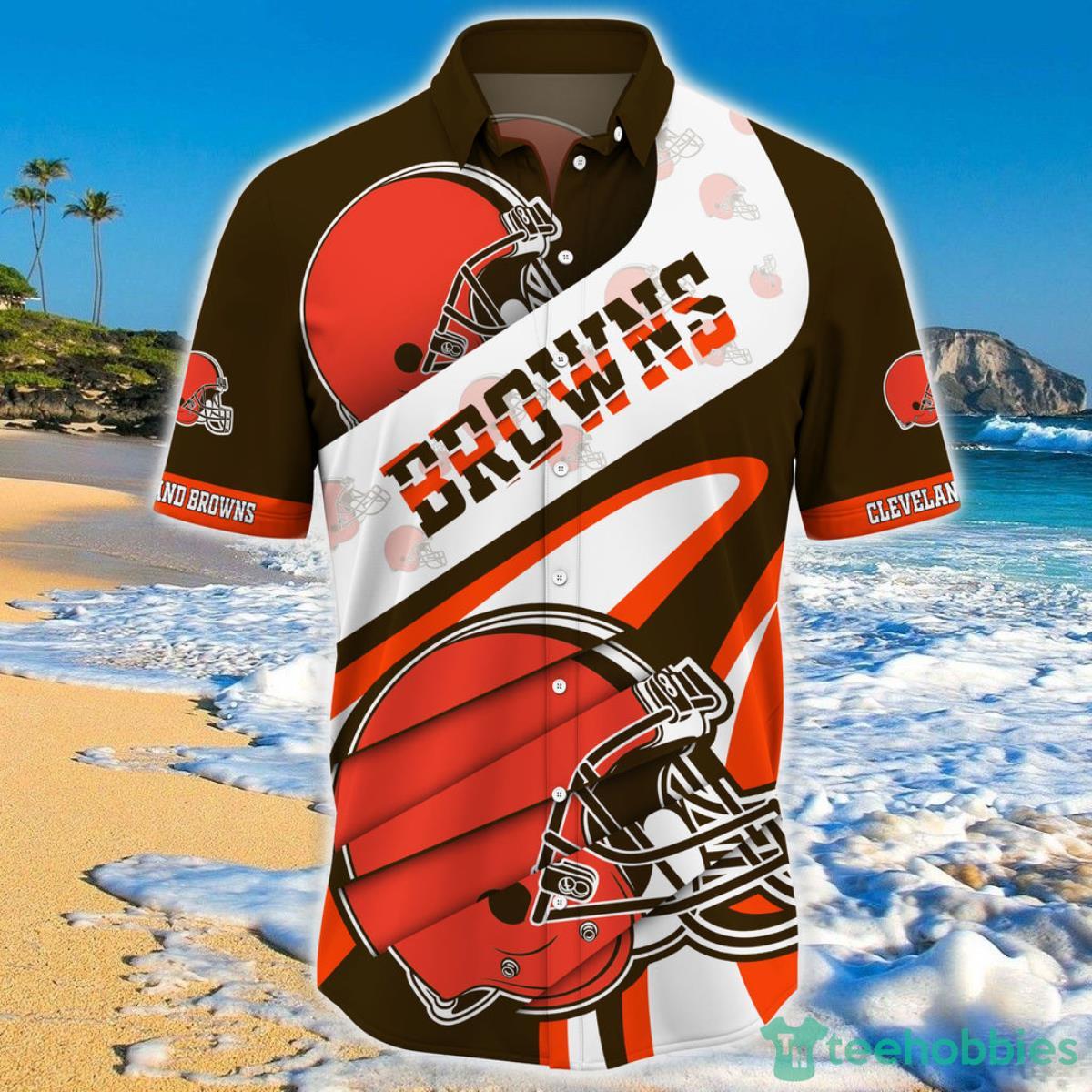 Cleveland Browns NFL Hawaiian Shirt Short Sleeve Big Logo Product Photo 1