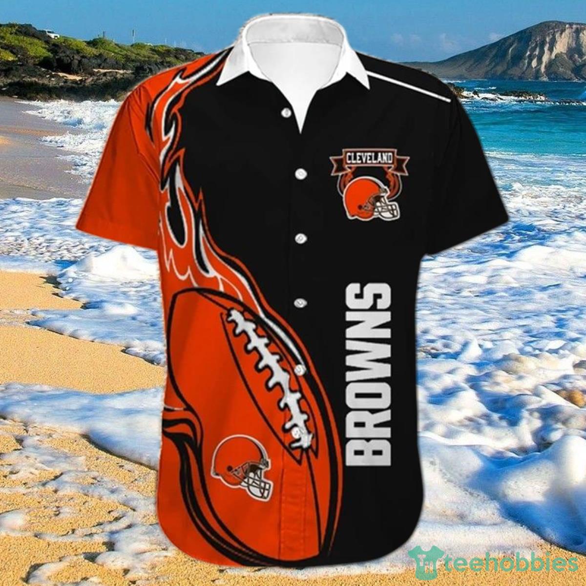 Cleveland Browns Shirts Fireball Button Short Sleeve Product Photo 1