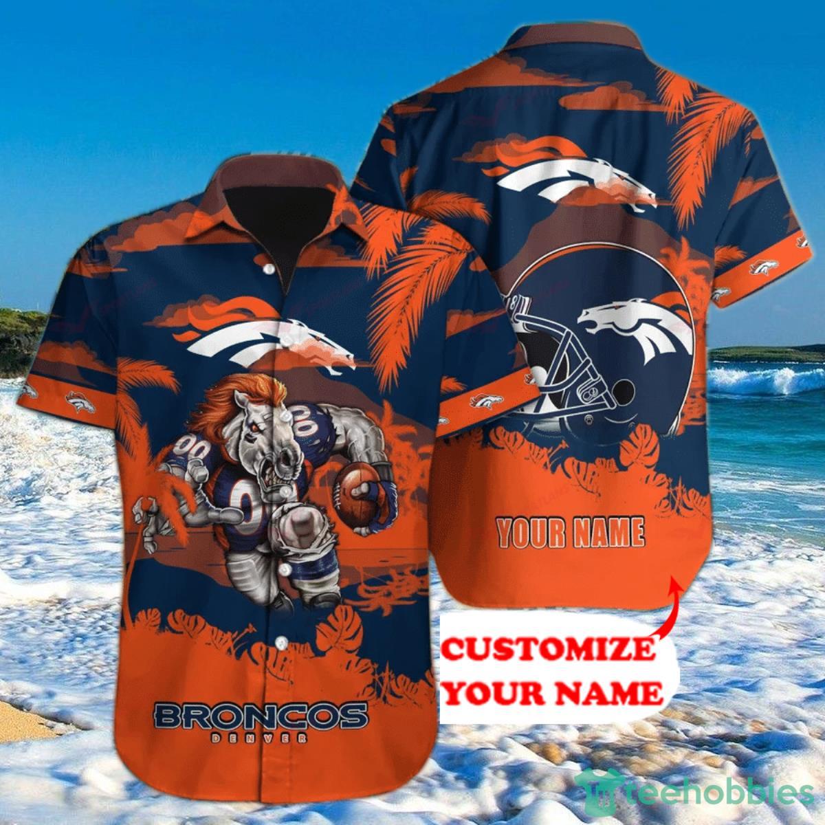 Denver Broncos Hawaiian Shirt Mascot Custom Name Product Photo 1