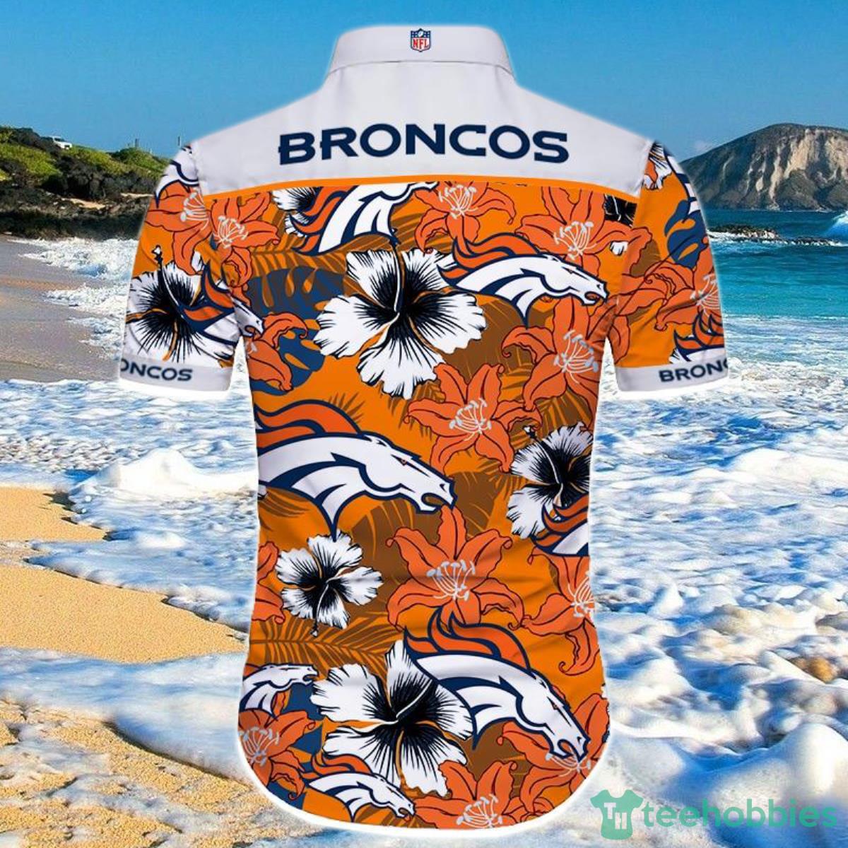 Denver Broncos Hawaiian Shirt Tropical Flower Short Sleeve Product Photo 2