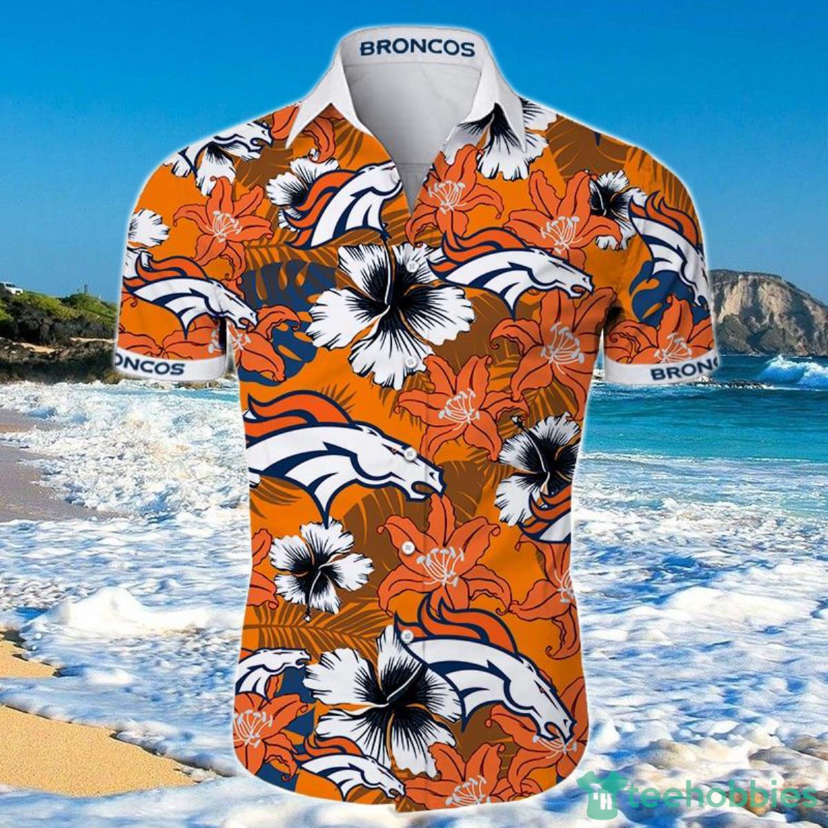 Denver Broncos Hawaiian Shirt Tropical Flower Short Sleeve Product Photo 1