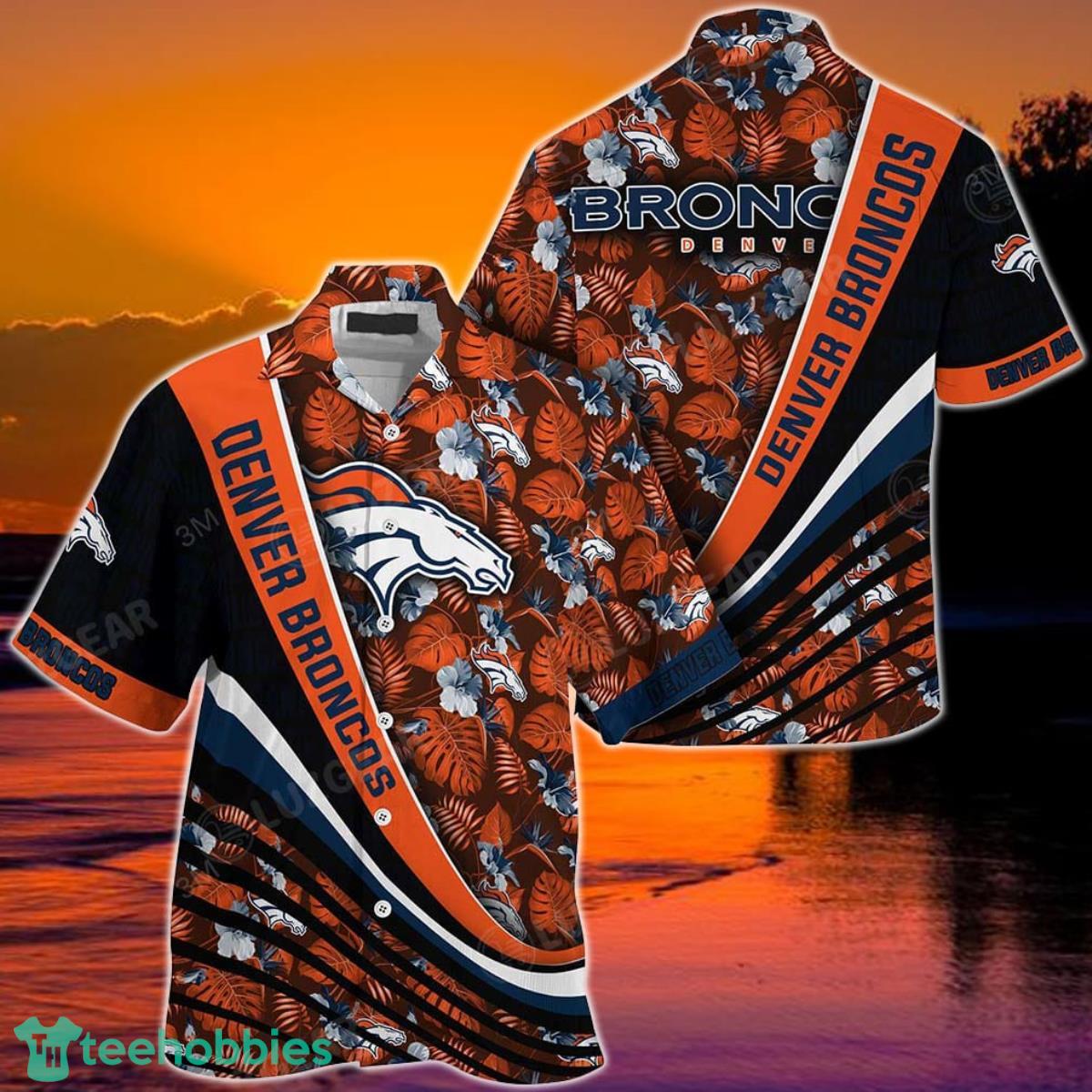 Denver Broncos NFL Football With Tropical Flower Pattern Hawaiian Shirt For Fans Product Photo 1