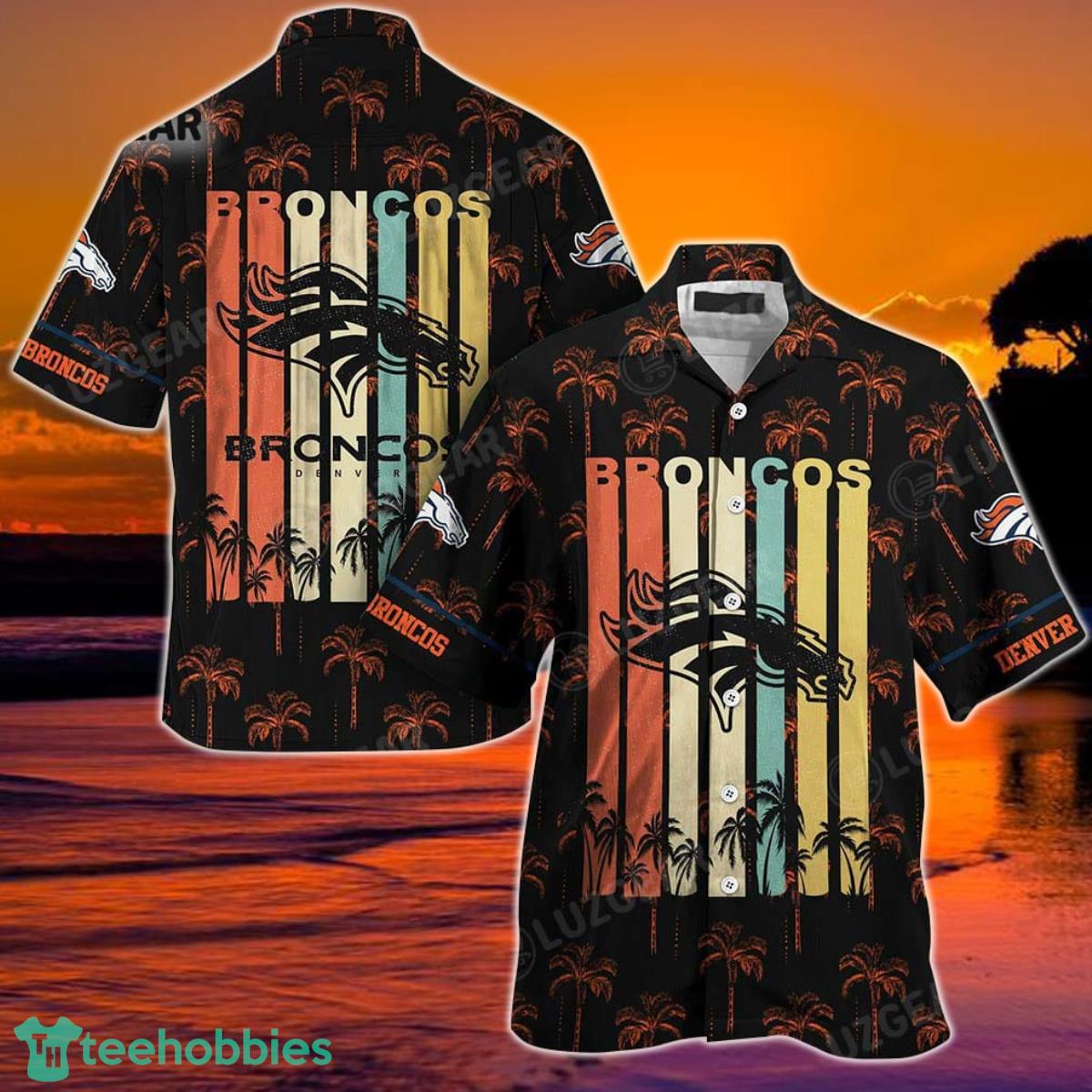 Denver Broncos NFL Hawaii Beach Shirt Retro Vintage Summer Short Sleeve Button Hawaiian Shirt Product Photo 1