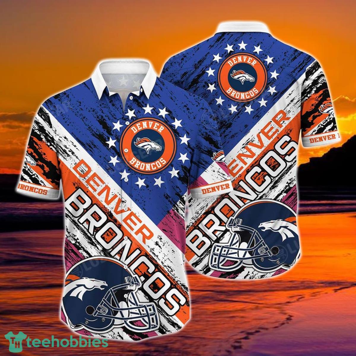 Denver Broncos NFL Hawaiian Shirt Graphic American Flag 3D Printed Short Shirt Best Gift For Fans Product Photo 1