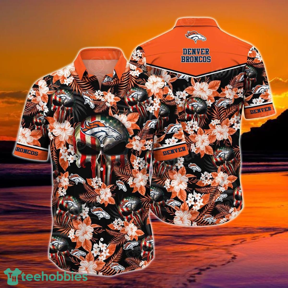 Denver Broncos NFL Hawaiian Shirt Skull Punisher Printed 3D New Trend Summer For Your Loved Ones Product Photo 1