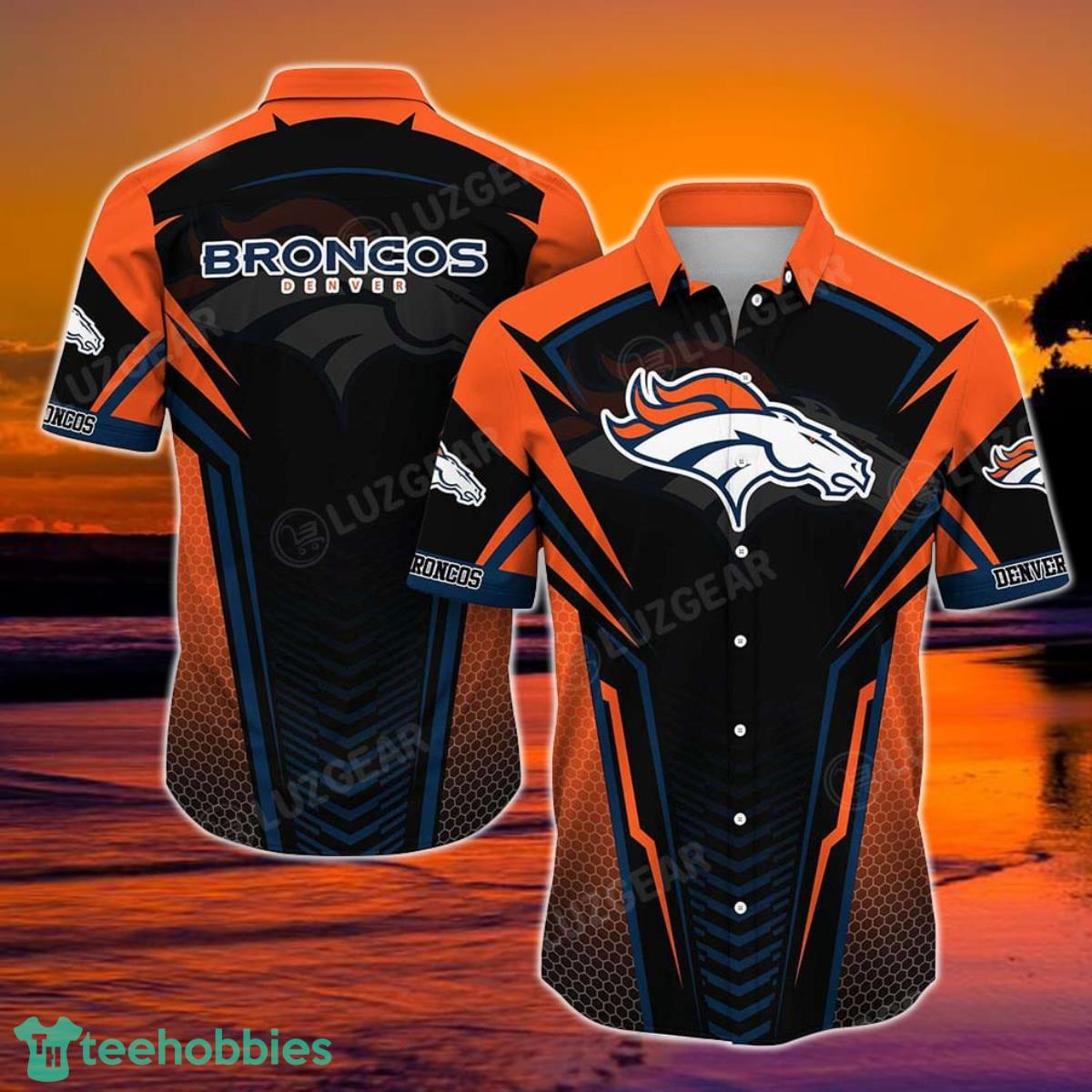 Denver Broncos NFL Team Football Beach Shirt Summer Button Down Hawaiian Shirt Best Fan Ever Product Photo 1
