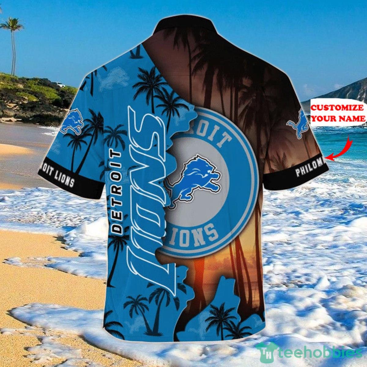 Detroit Lions NFL Hawaiian Shirt Custom Name Product Photo 2