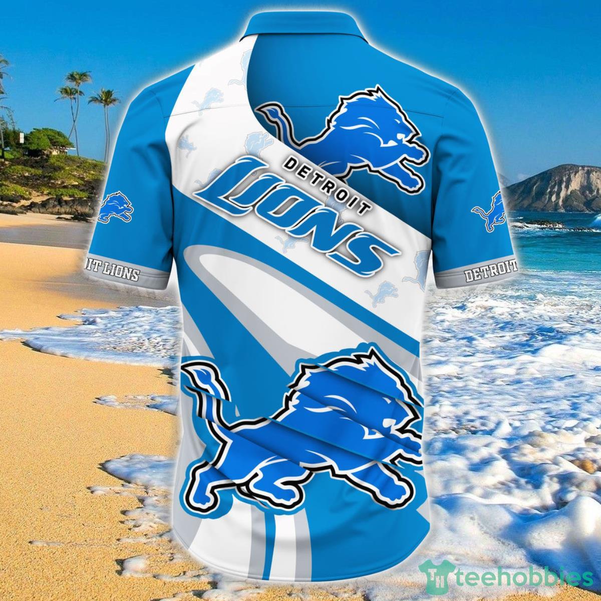 Detroit Lions NFL Hawaiian Shirt Short Sleeve Big Logo Product Photo 2