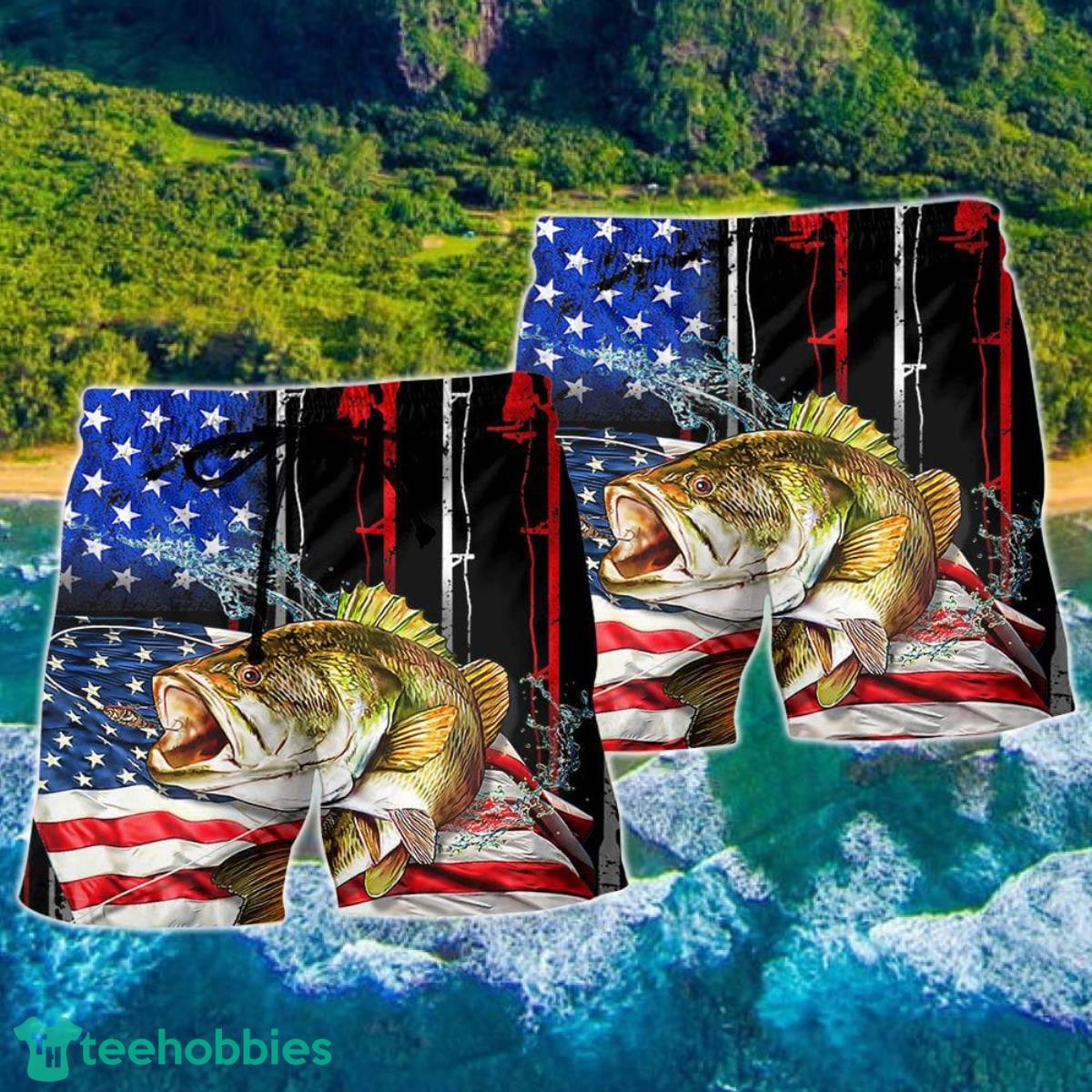 Fishing Amazing Us Flag Style Hawaii Shorts For Men Product Photo 2