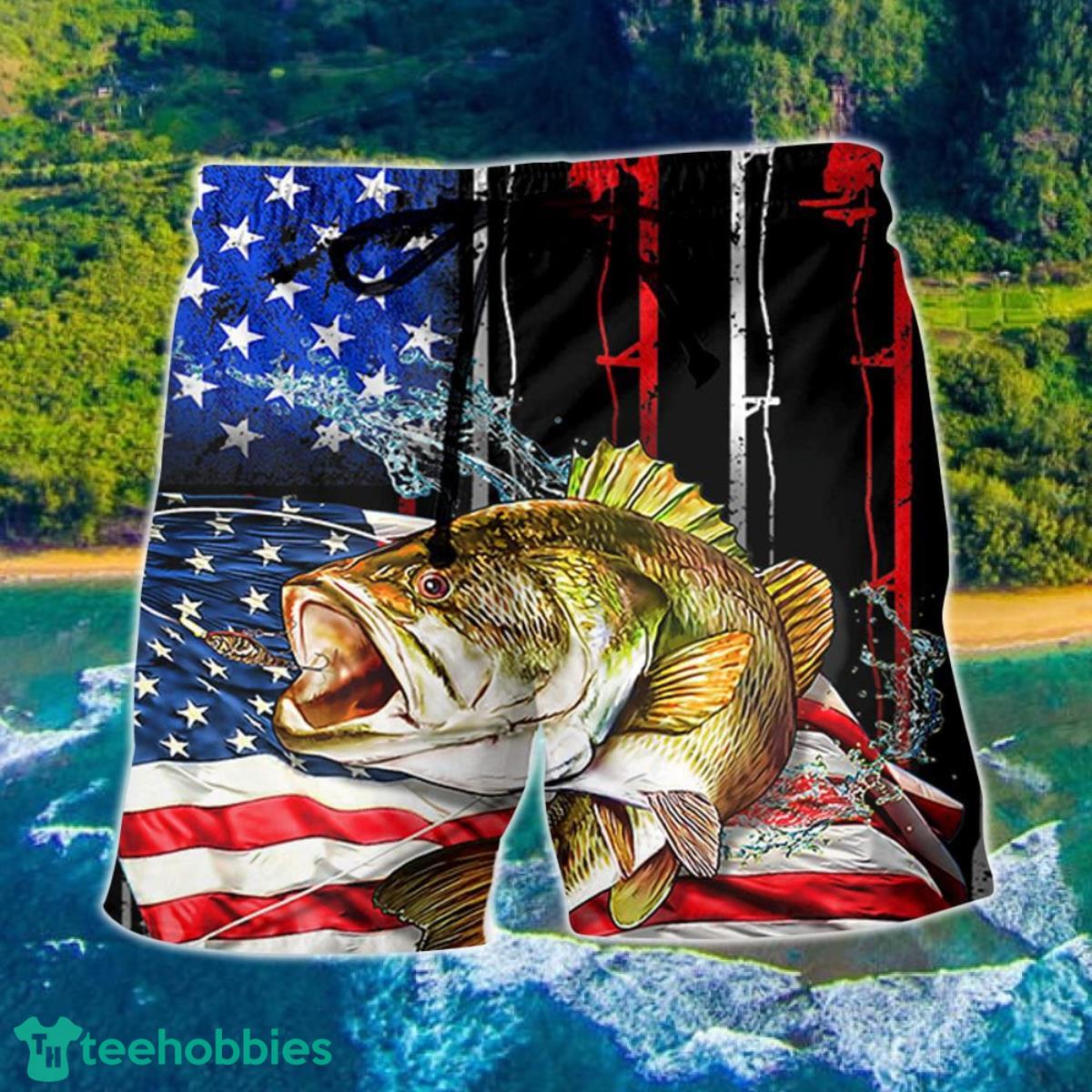 Fishing Amazing Us Flag Style Hawaii Shorts For Men Product Photo 1