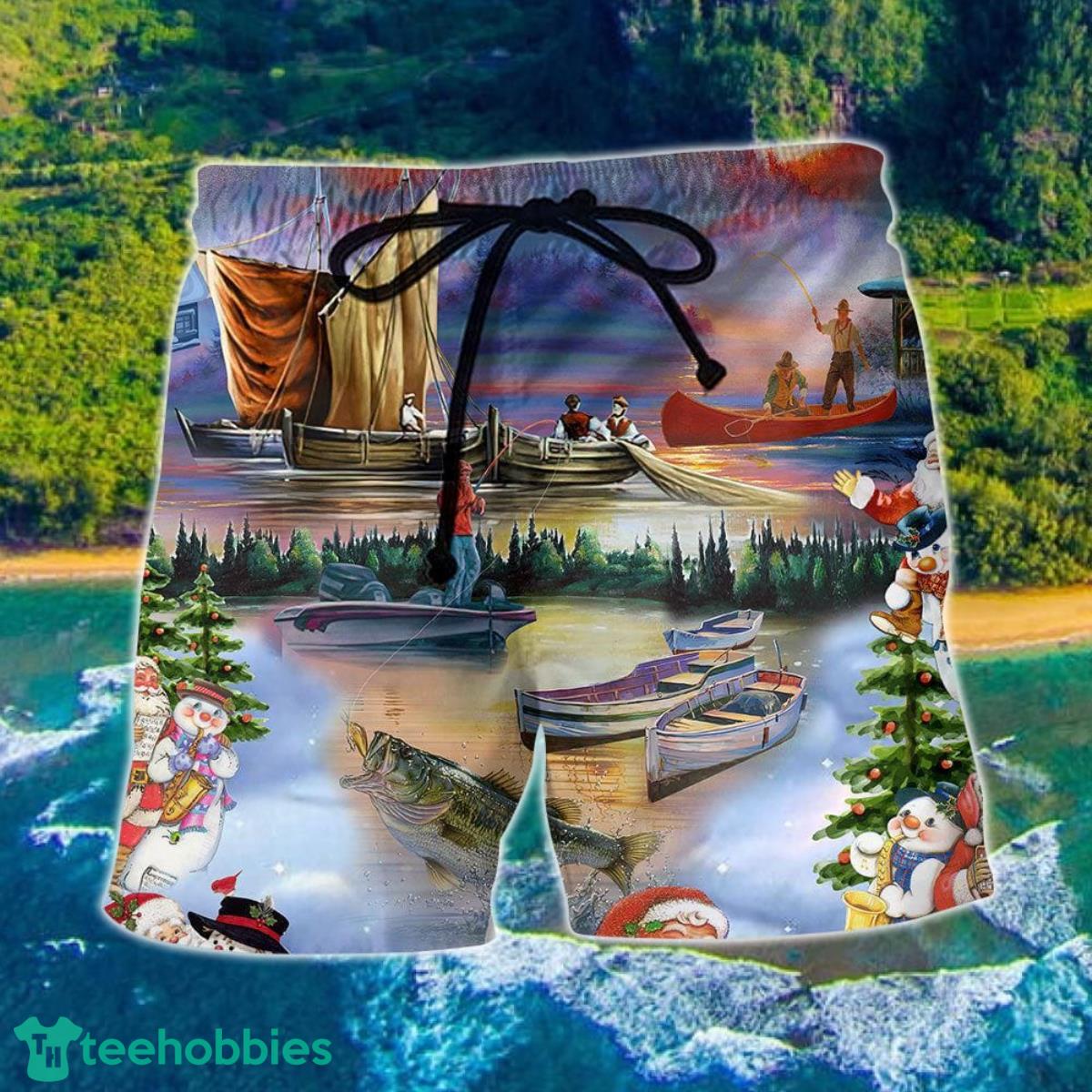 Fishing And Merry Christmas Gift Hawaii Shorts For Men Product Photo 1