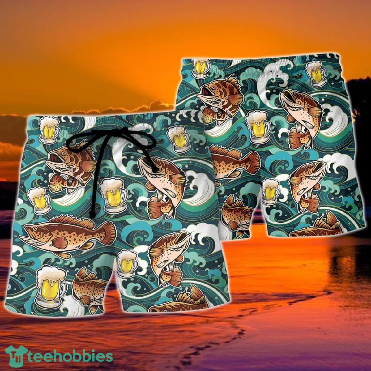 Fishing Beer Fishing Solves Most Of My Problems Hawaii Shorts For Men Product Photo 2