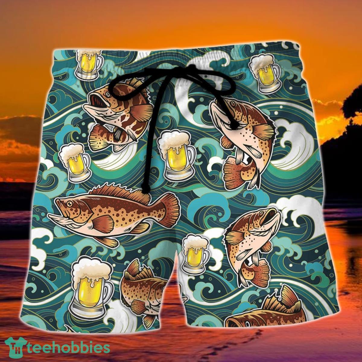 Fishing Beer Fishing Solves Most Of My Problems Hawaii Shorts For Men Product Photo 1