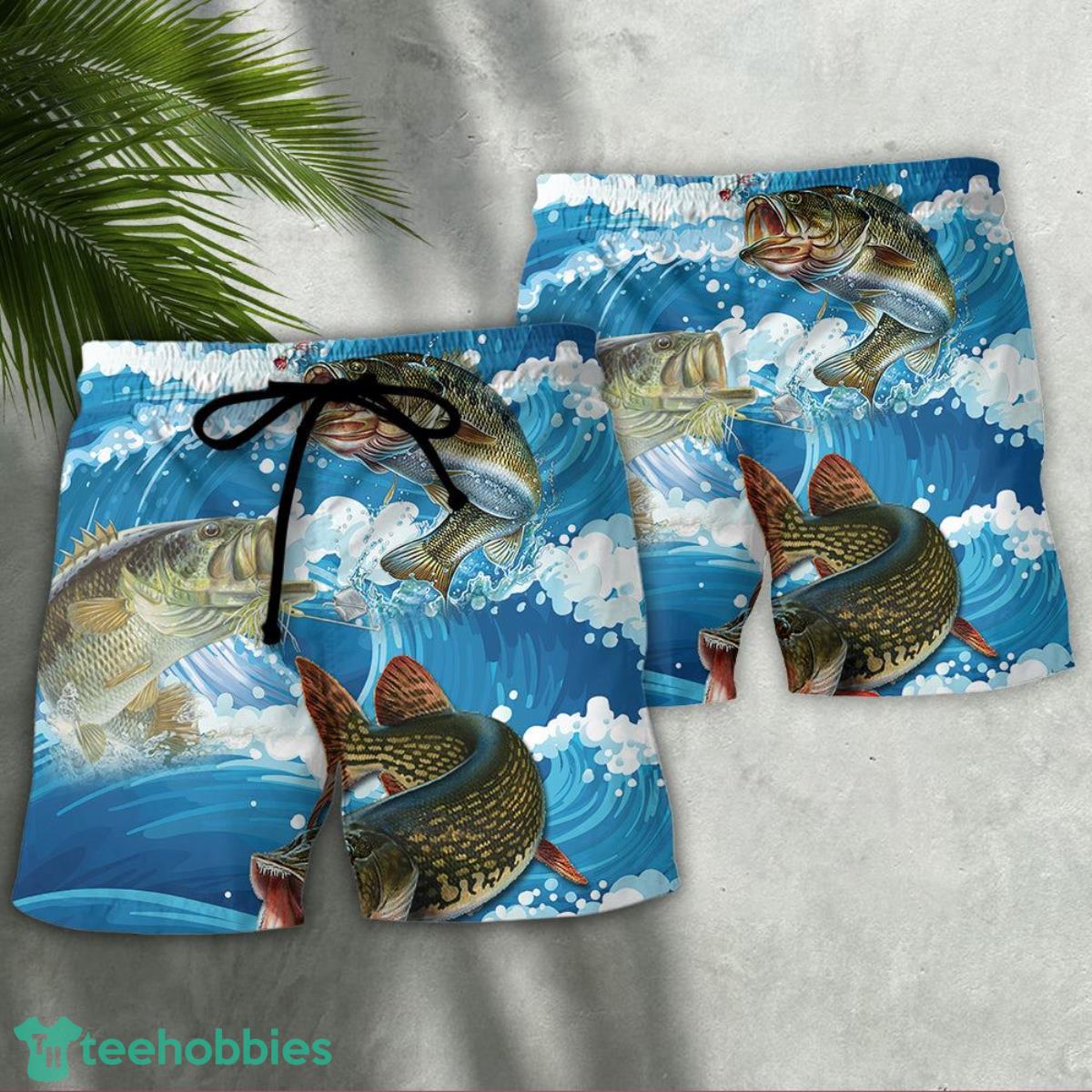 Fishing Blue Wave Style Hawaii Shorts For Men Product Photo 2