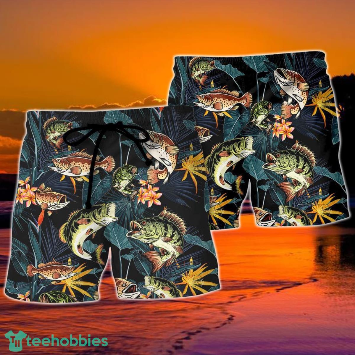 Fishing Born To Fish Forced To Work Tropical Vibe Hawaii Shorts For Men Product Photo 2