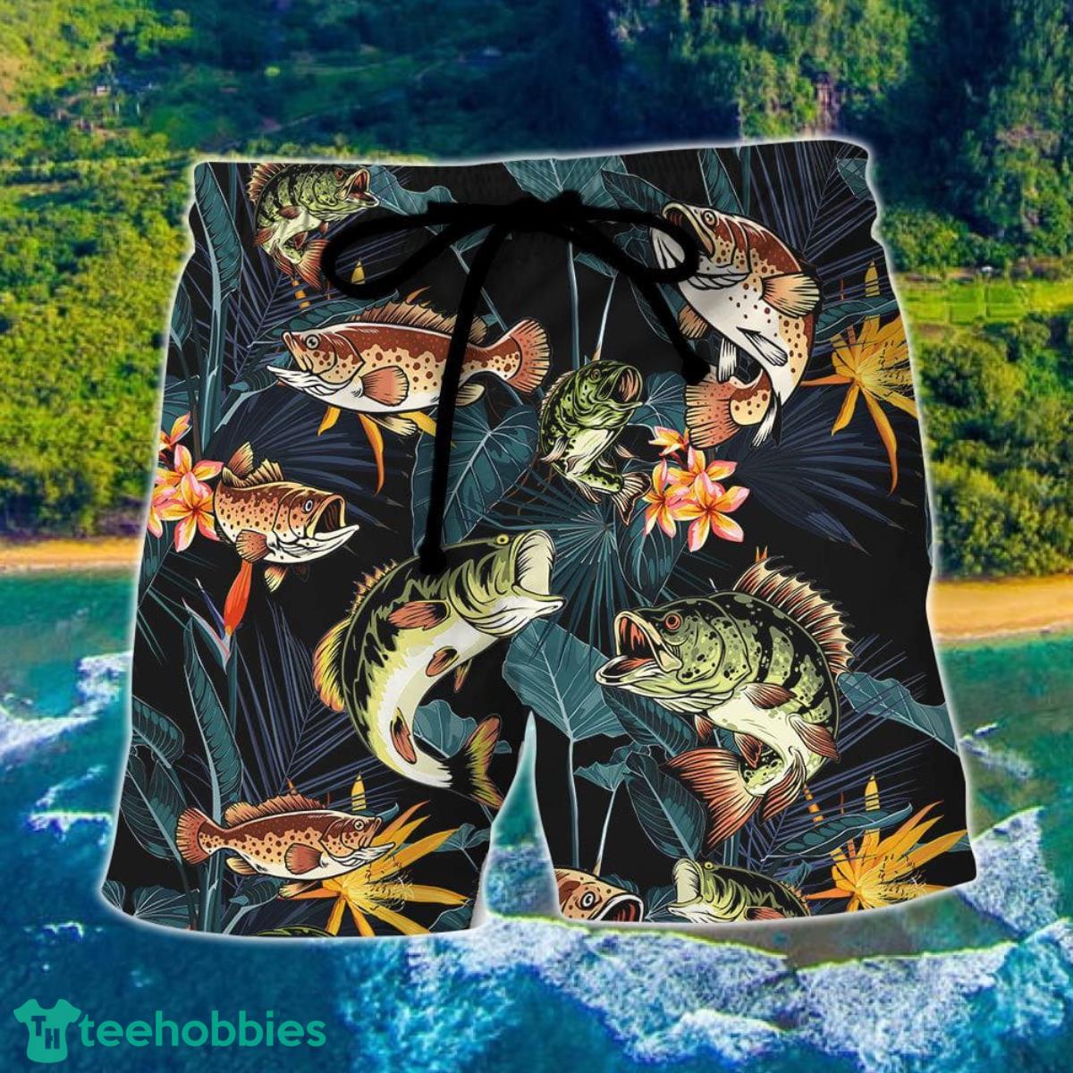 Fishing Born To Fish Forced To Work Tropical Vibe Hawaii Shorts For Men Product Photo 1